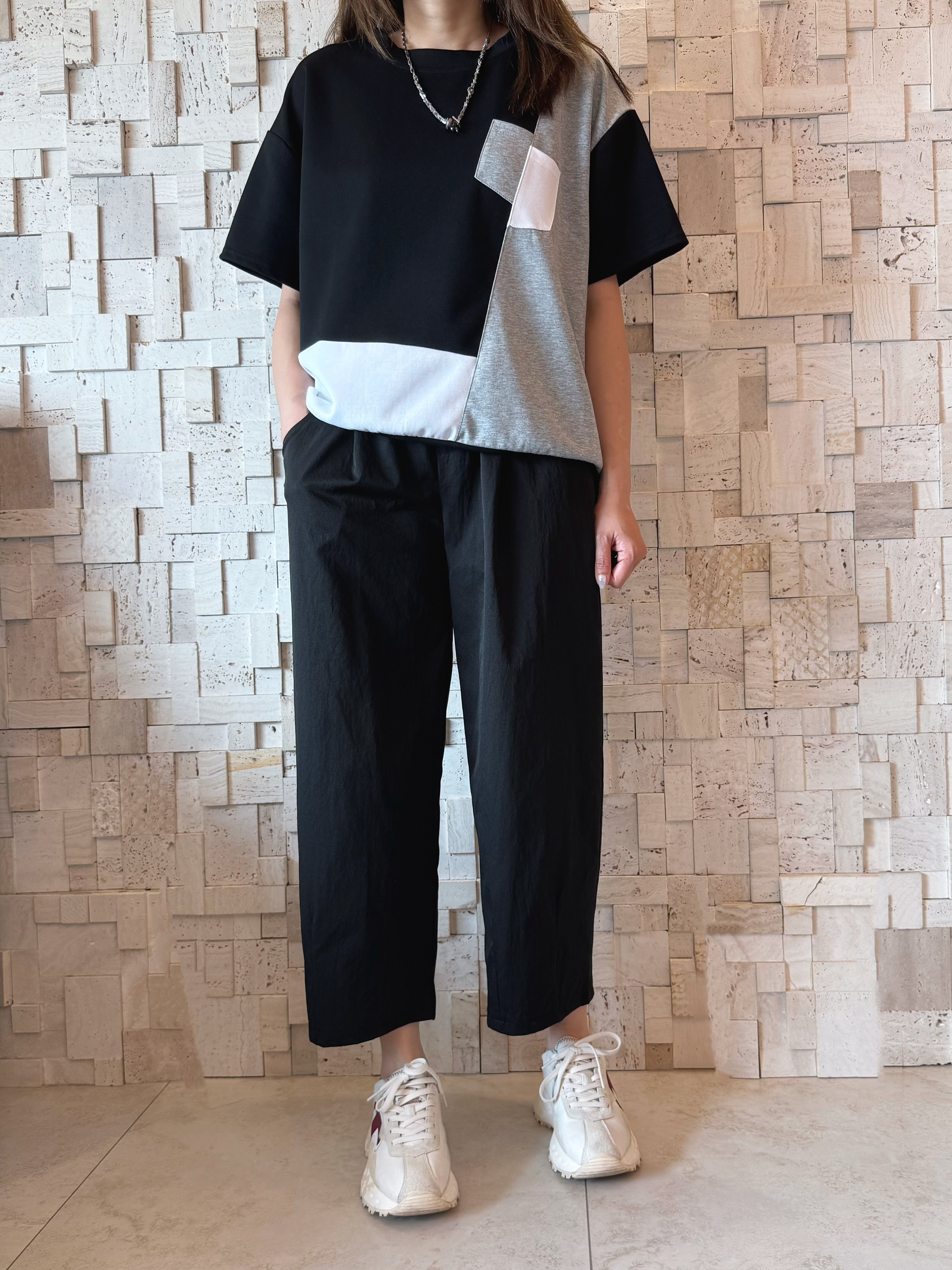 #2101 簡約拼色Top