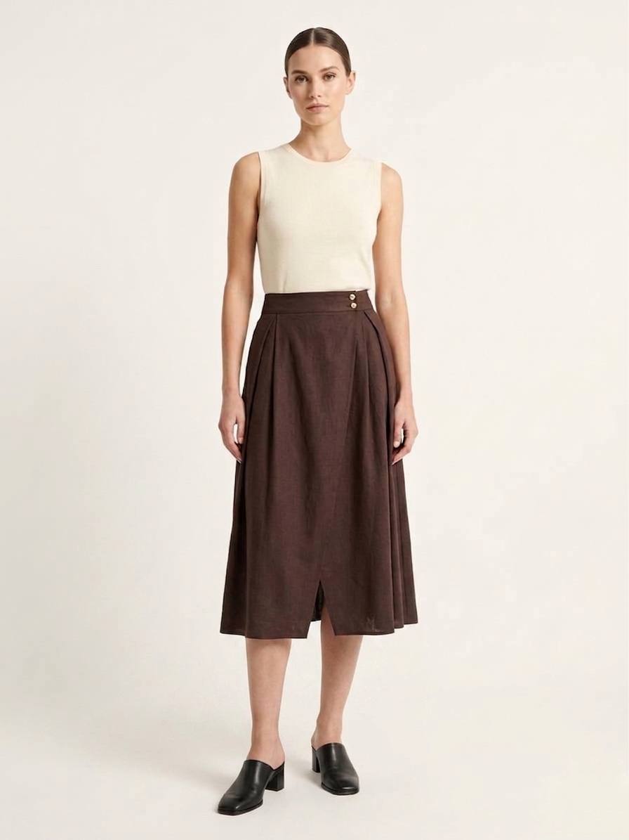 W6806 - High Waist Midi Skirt