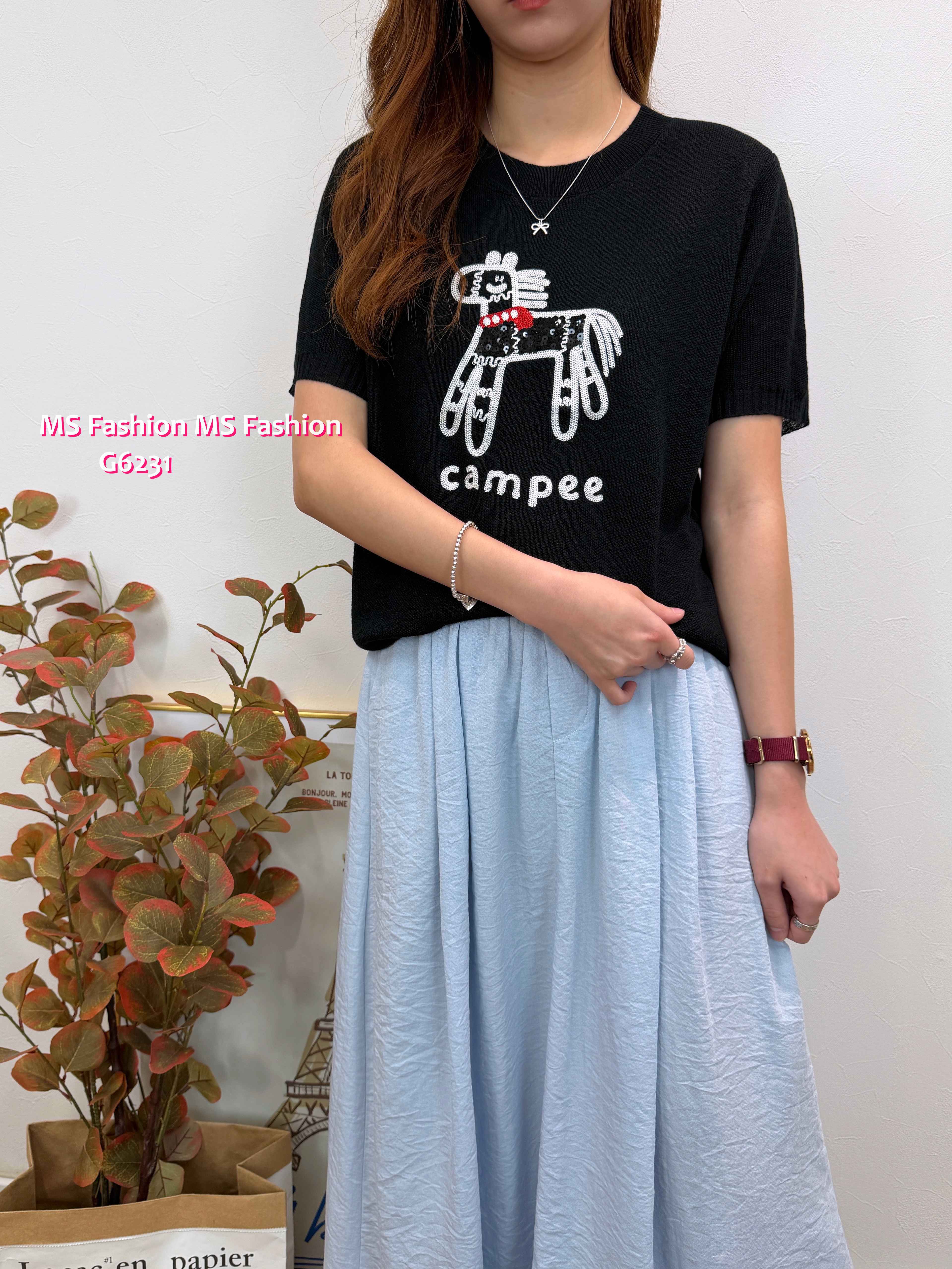 G6231 韓國🇰🇷珠片馬仔針織top