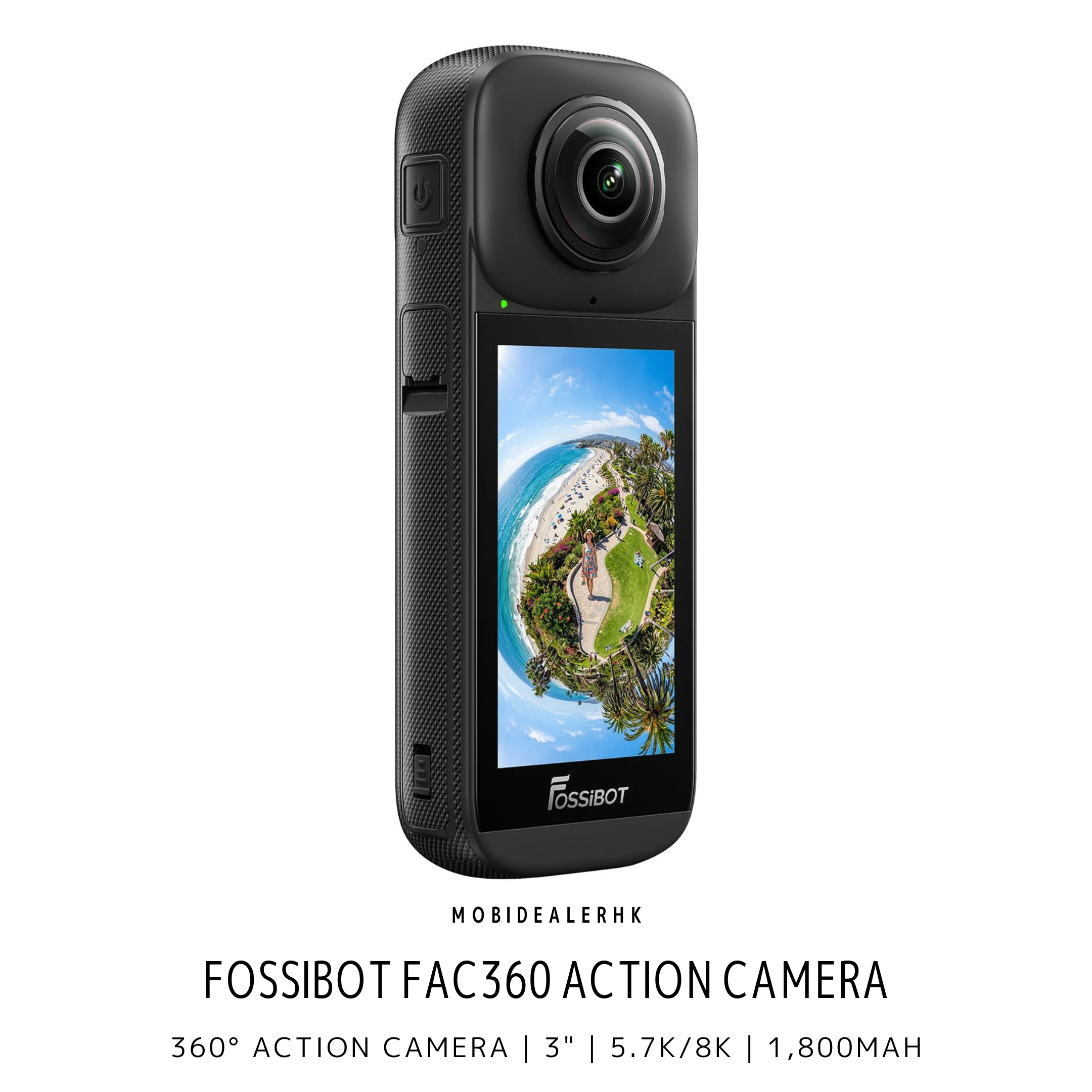 Fossibot FAC360 | 相機 | 360° 全景相機 | 3" | 5.7K/8K | 1,800mAh