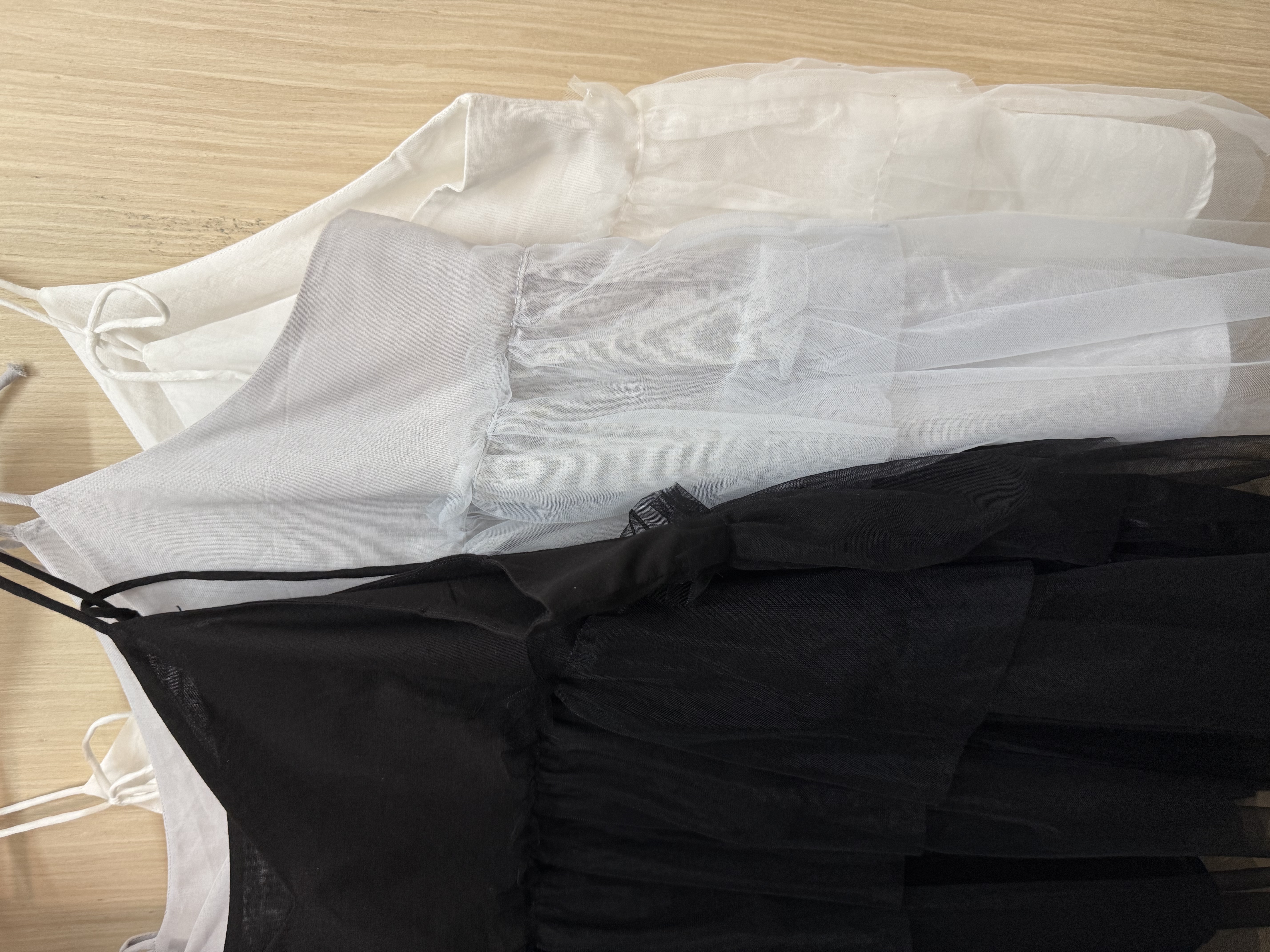 幼肩薄紗吊帶（黑色）