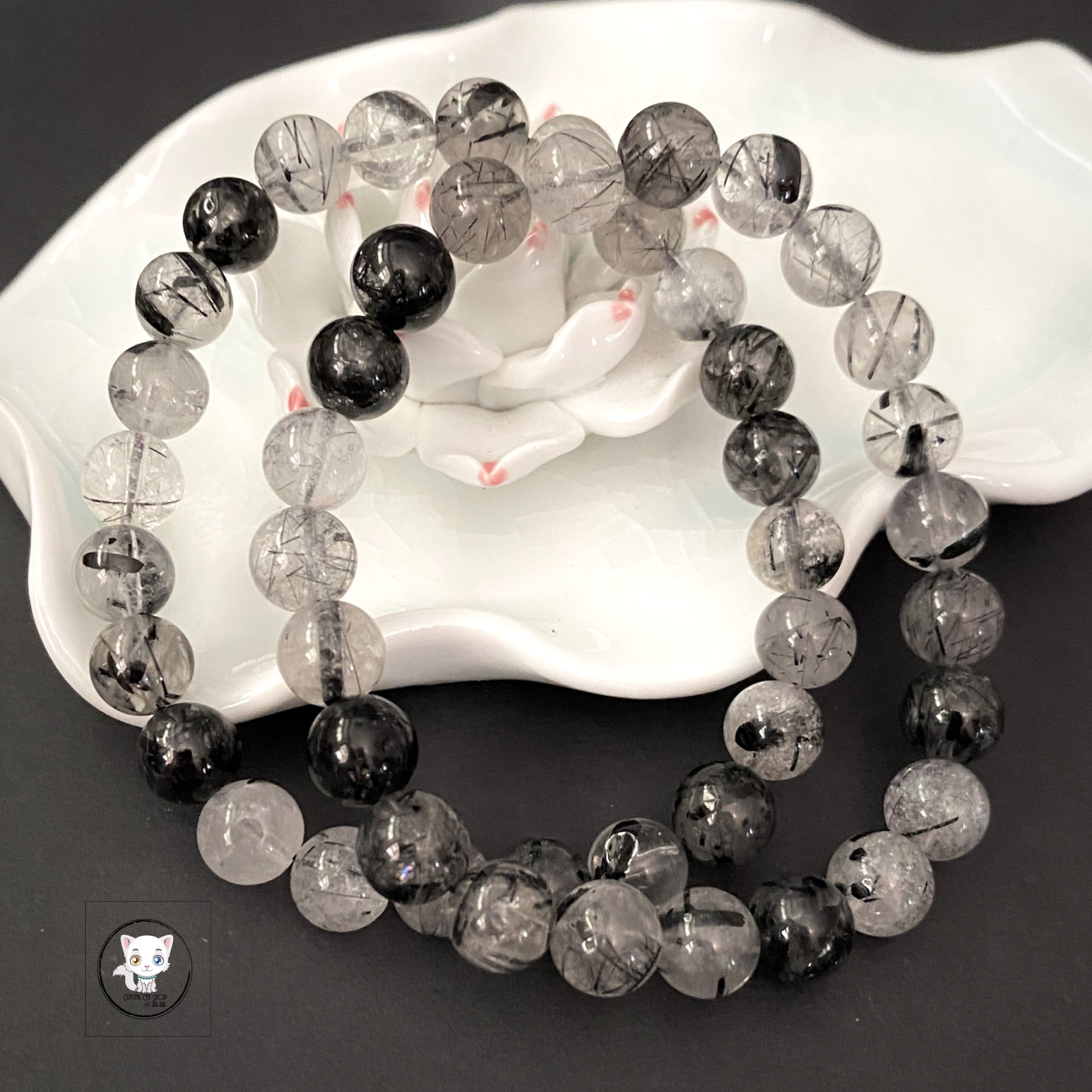 天然黑髮晶手鏈 8mm