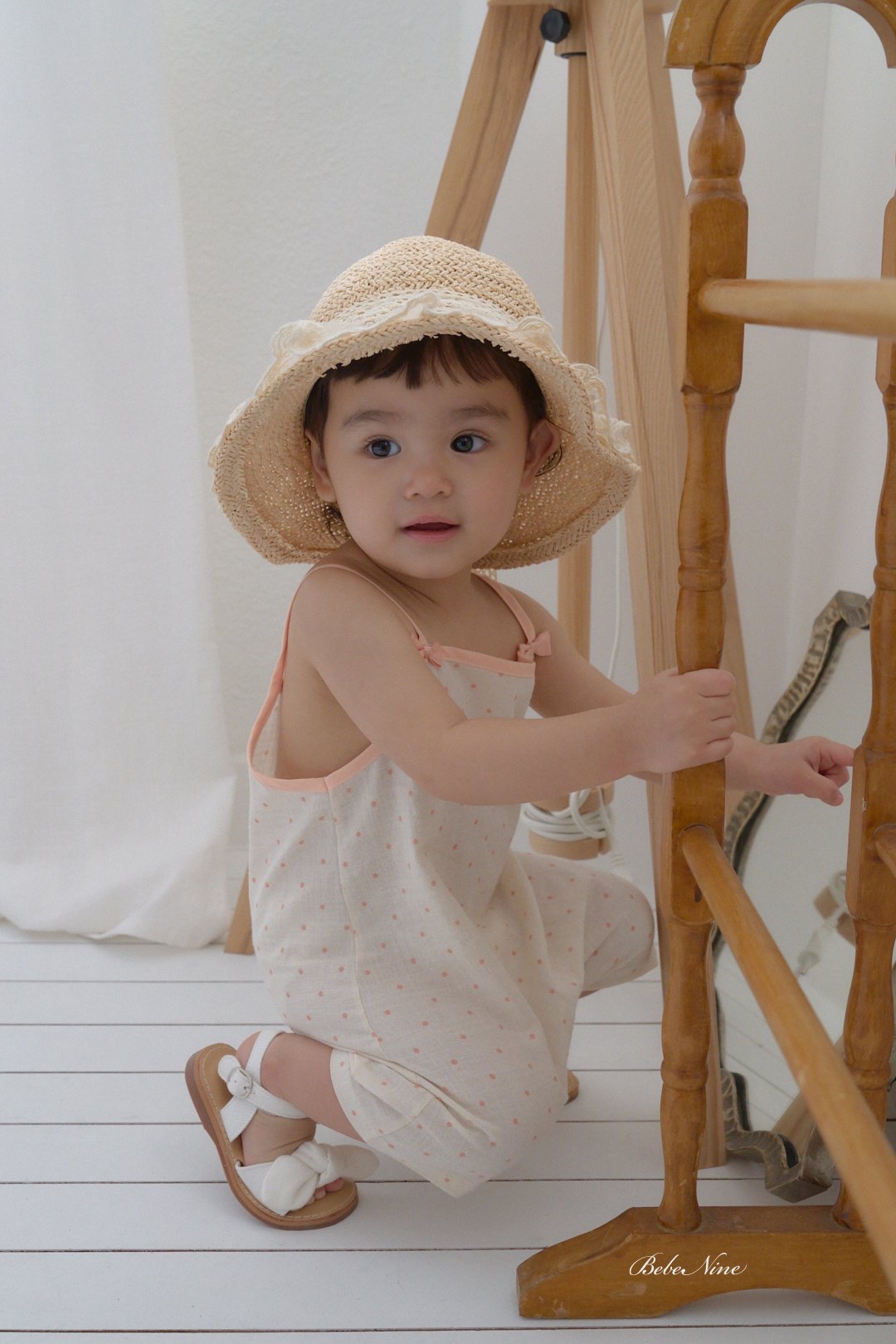 ☀️預訂 韓國直送☀️🇰🇷Bebenine兩色波點絲帶吊帶連身服