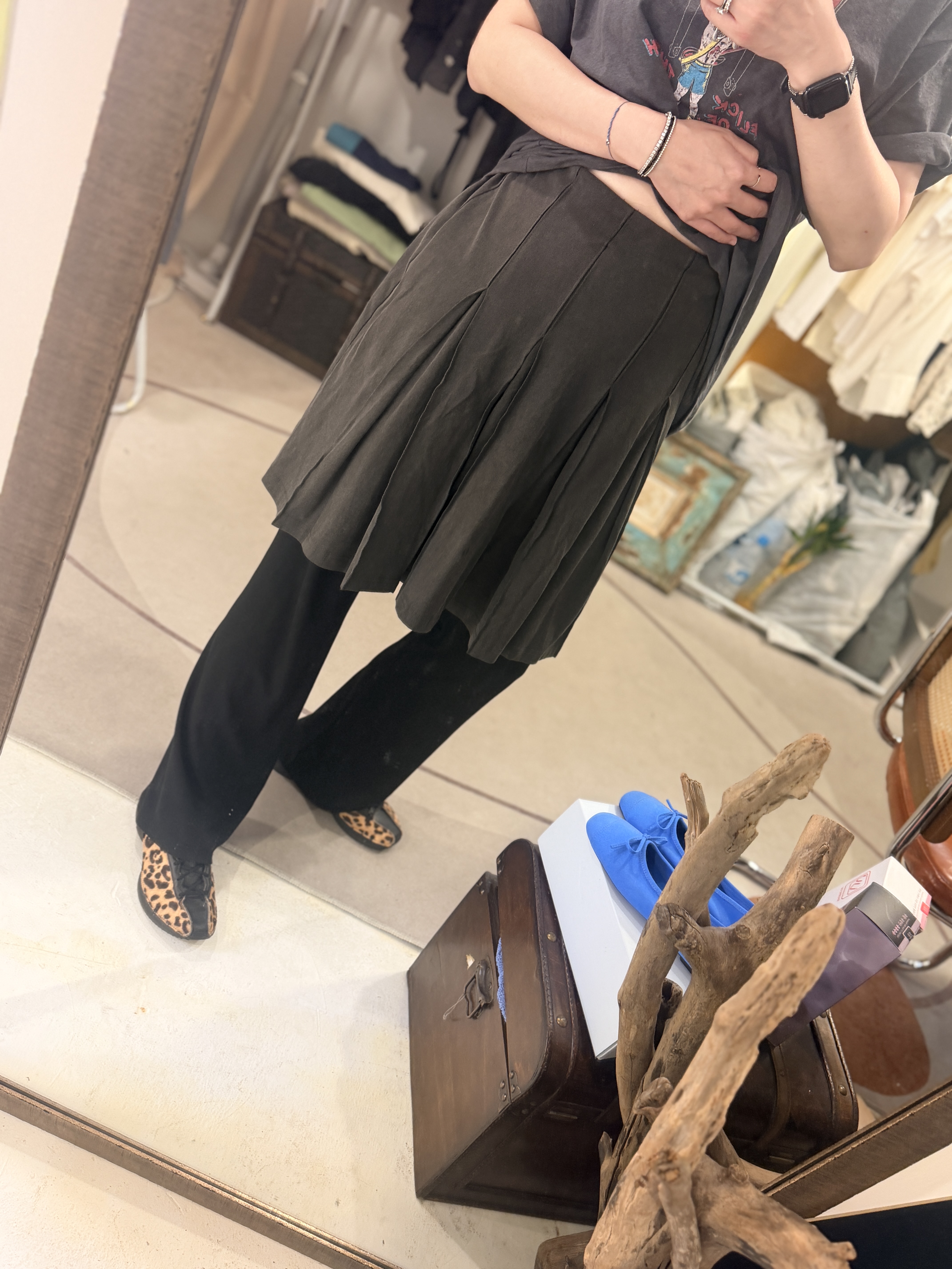 Washed cotton skirt