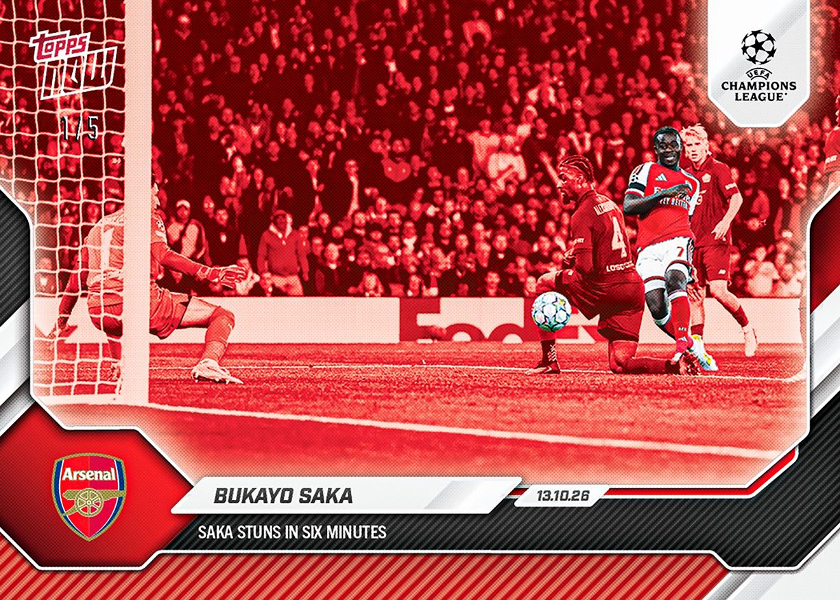 Bukayo Saka - 2026-27 UCL Topps NOW® #21 六分鐘一傳一射卡【團購】