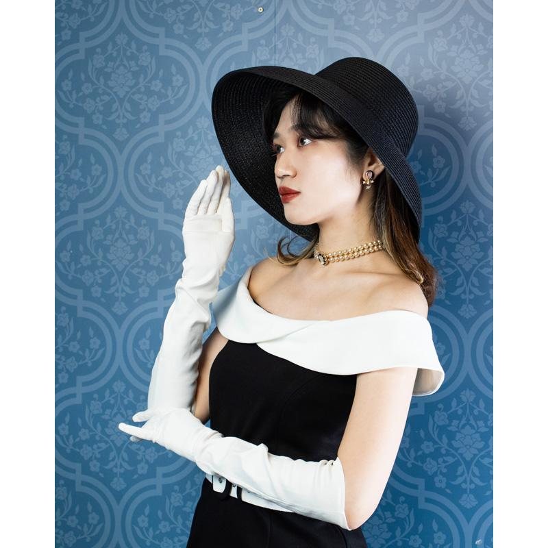 Hepburn Style Elegant Black Wide Brim Summer Hat(MT906)