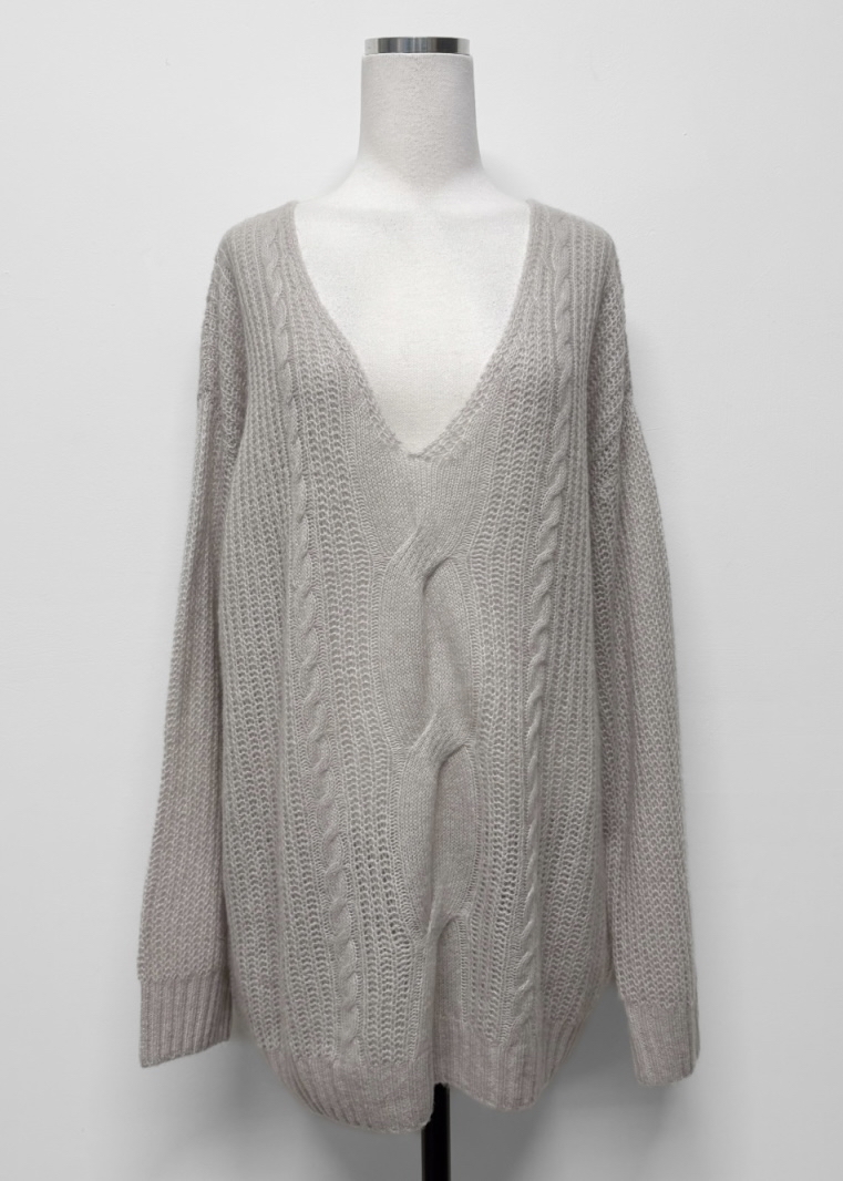 Cable Knit Oversized V-Neck Sweater