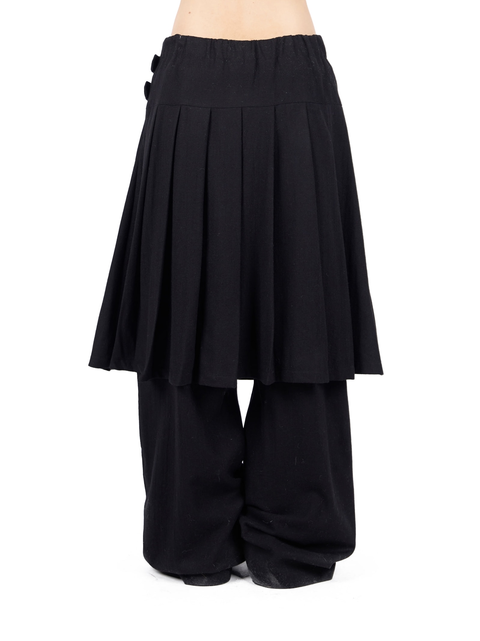 Pleated Layered Buckle Skirt Pants