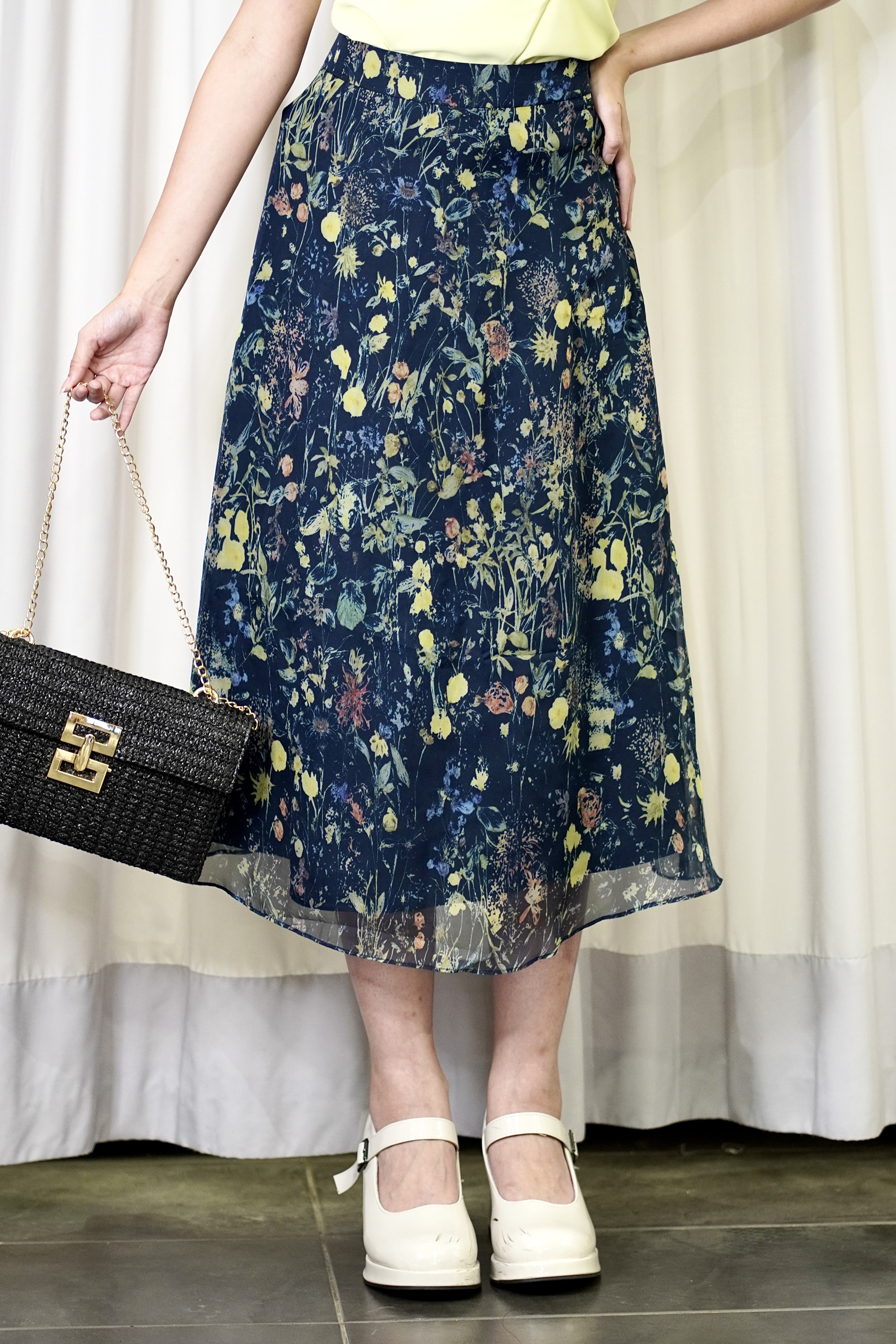 955502 Midnight Garden Chiffon Skirt
