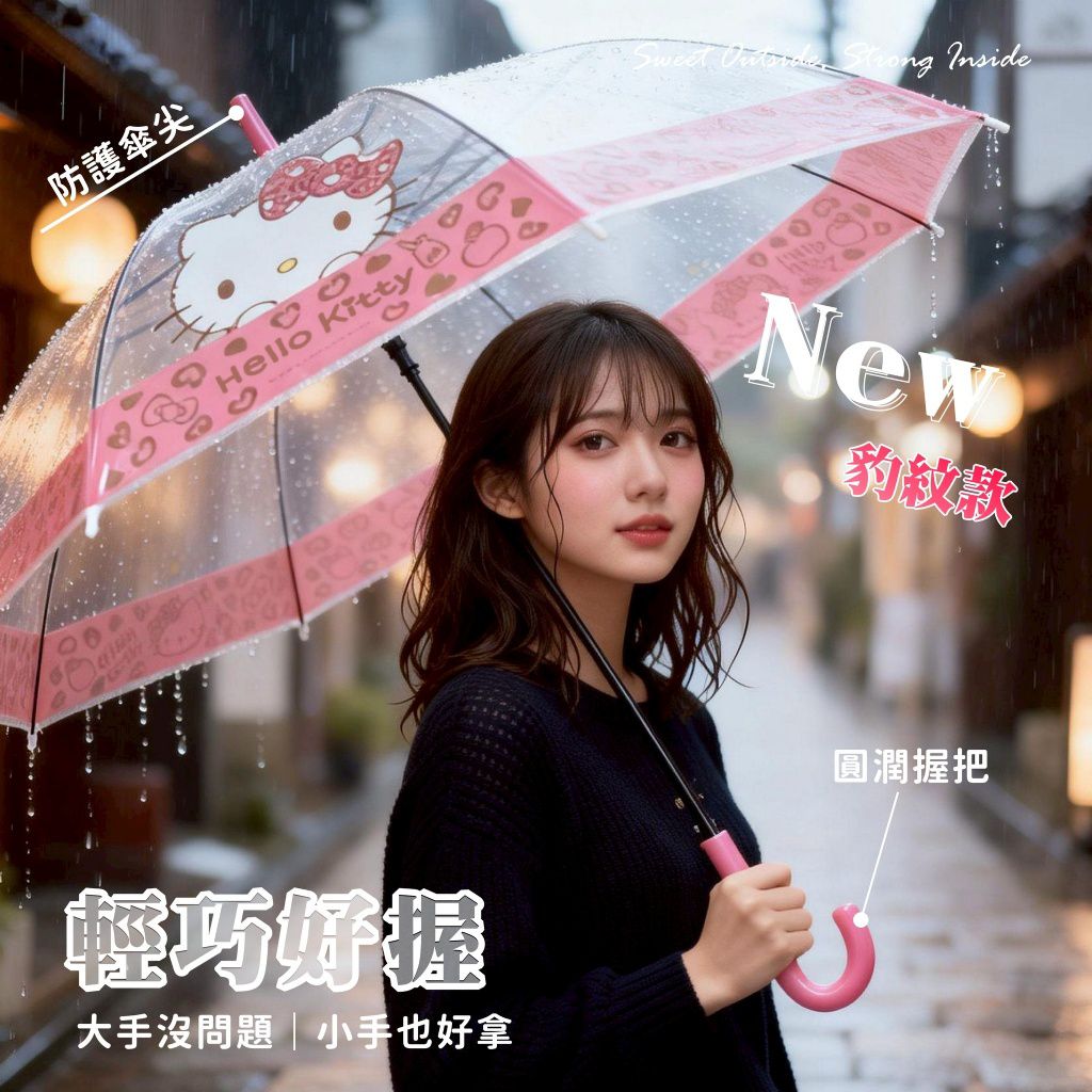 Hello Kitty 透明豹紋雨傘