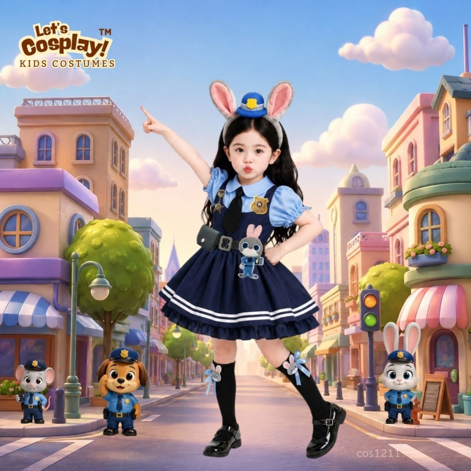 Zootopia Judy 主題兔耳頭箍女童警察服｜優獸大都會朱迪角色扮演 Costume