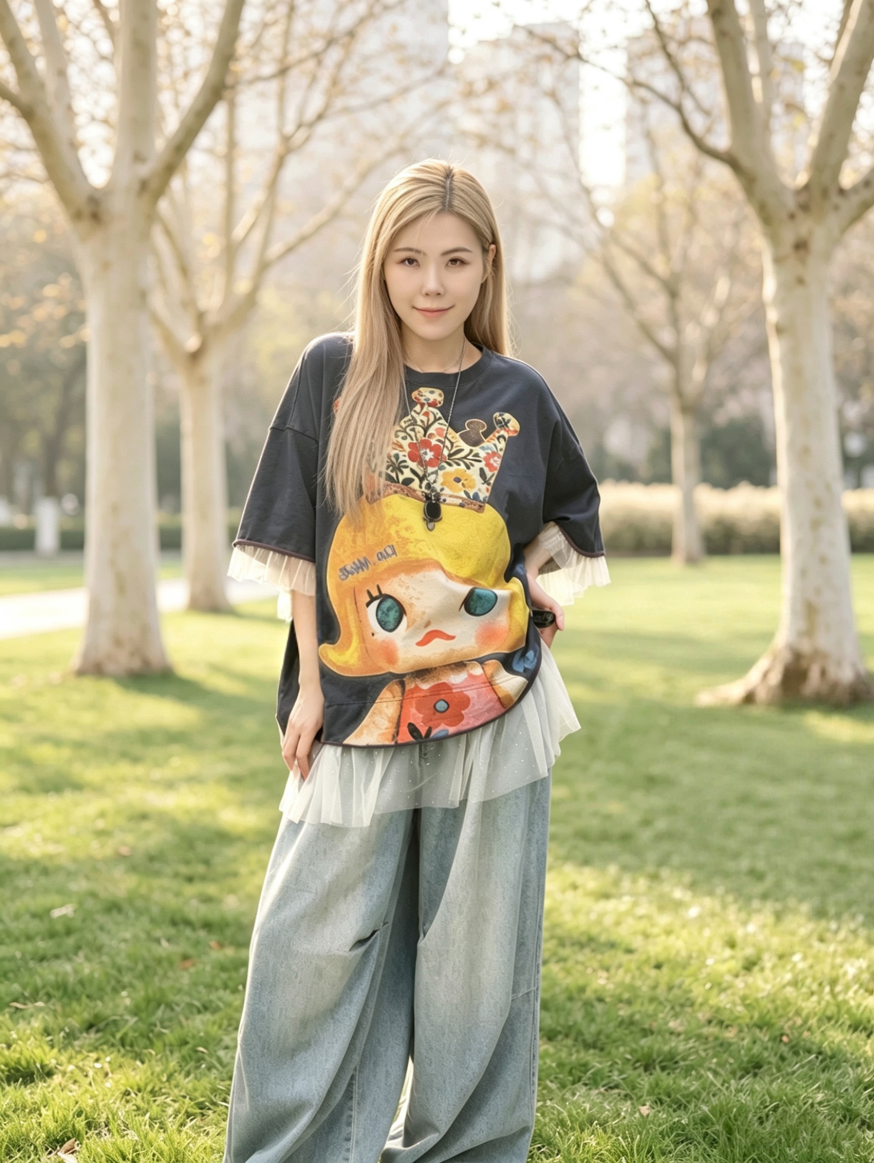 皇冠女孩蕾絲邊T