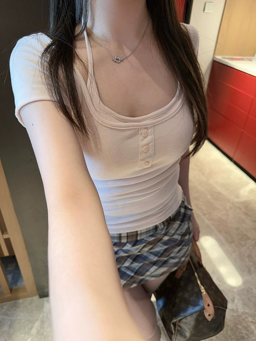 1797 Halter layered top | 挂脖假两件上衣
