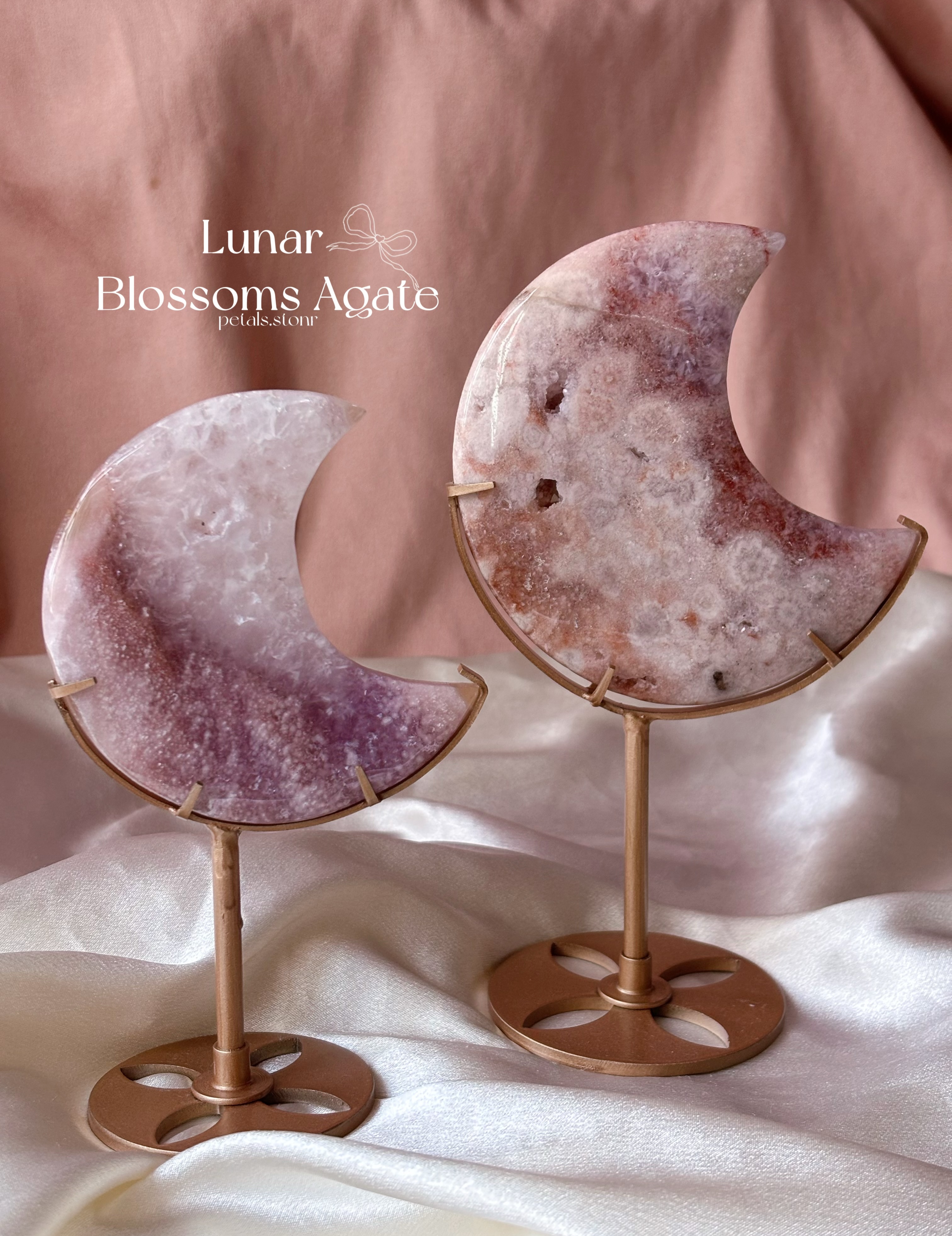 🐷 Lunar Blossoms Agate ☾ | 粉紫櫻花瑪瑙月亮🌸