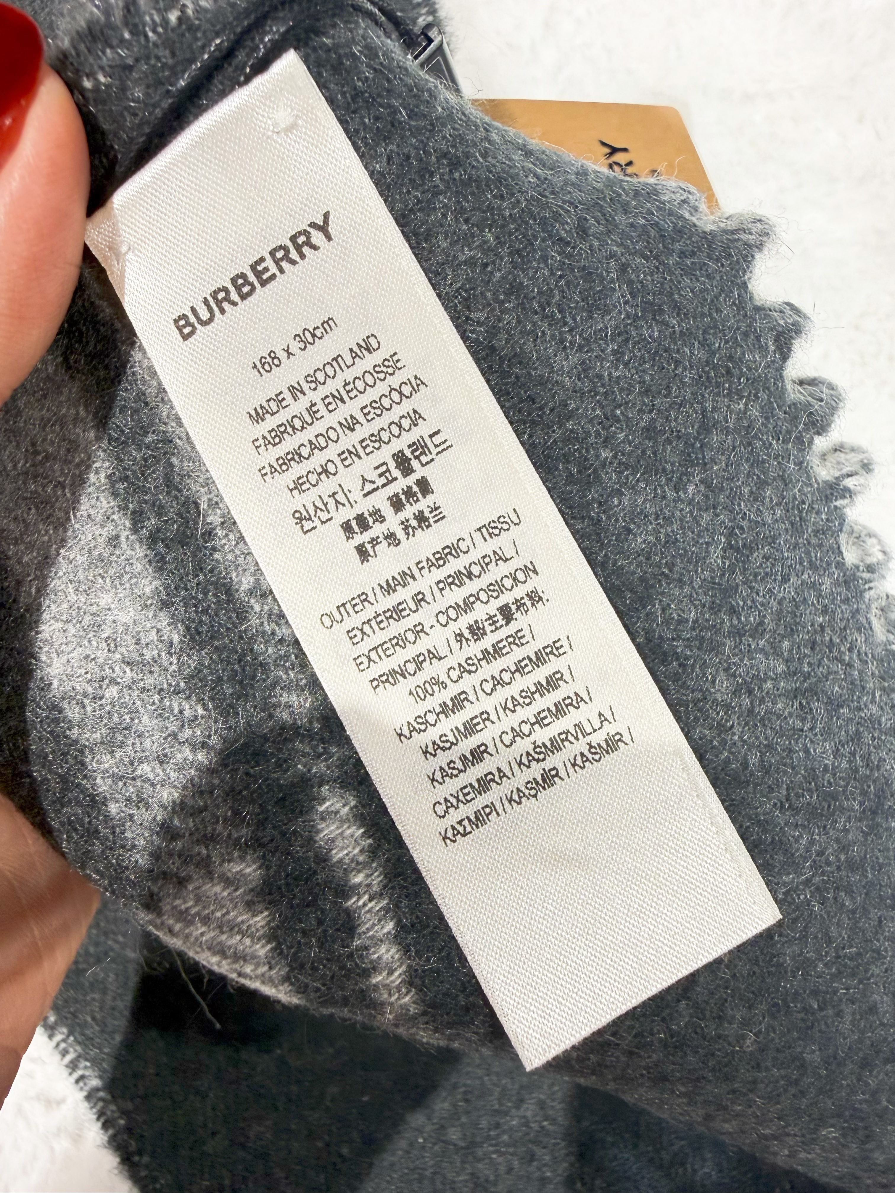 Burberry scarf cashmere/check/circle/grey