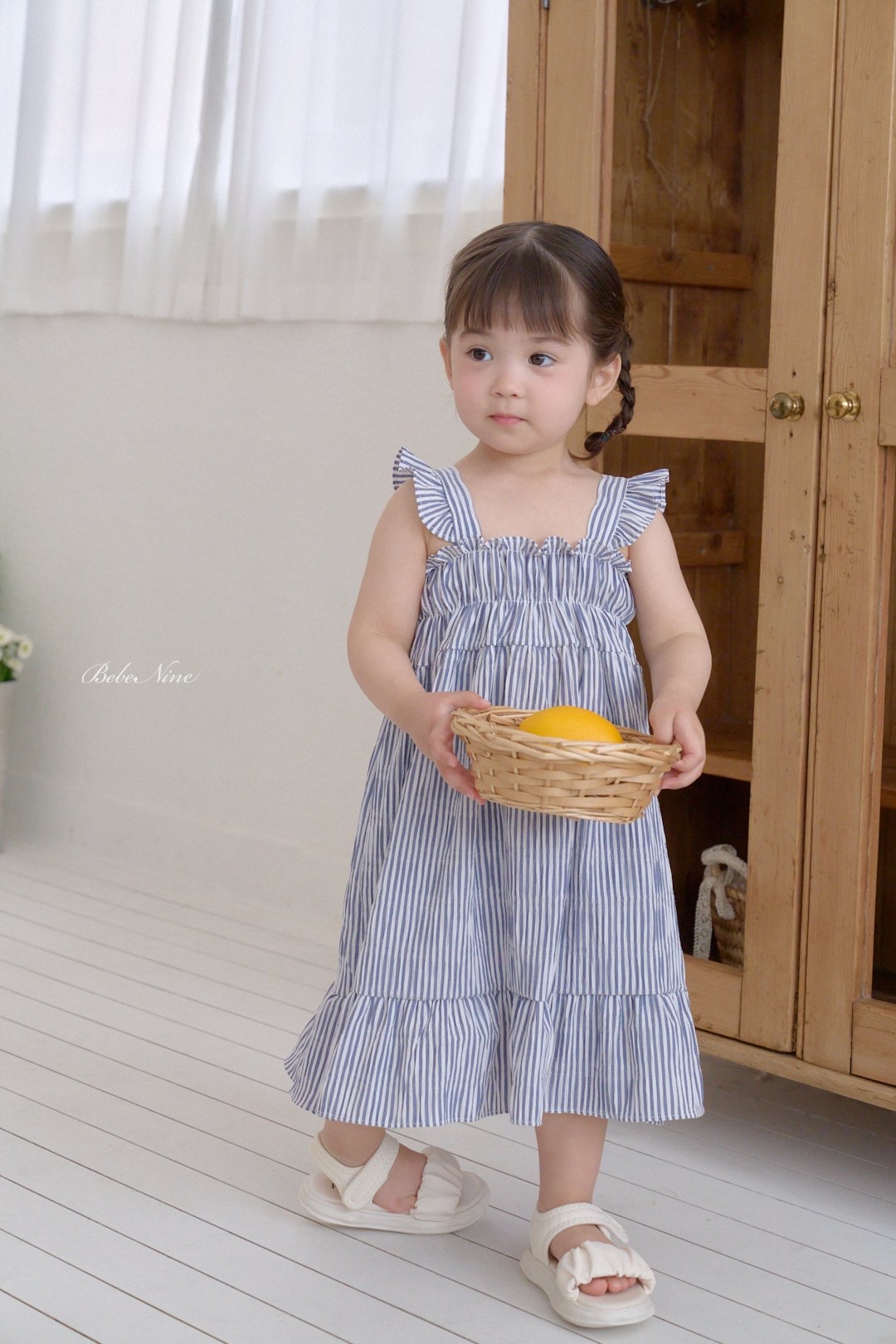 ☀️預訂 韓國直送☀️🇰🇷Bebenine兩色條紋荷葉邊吊帶連身裙