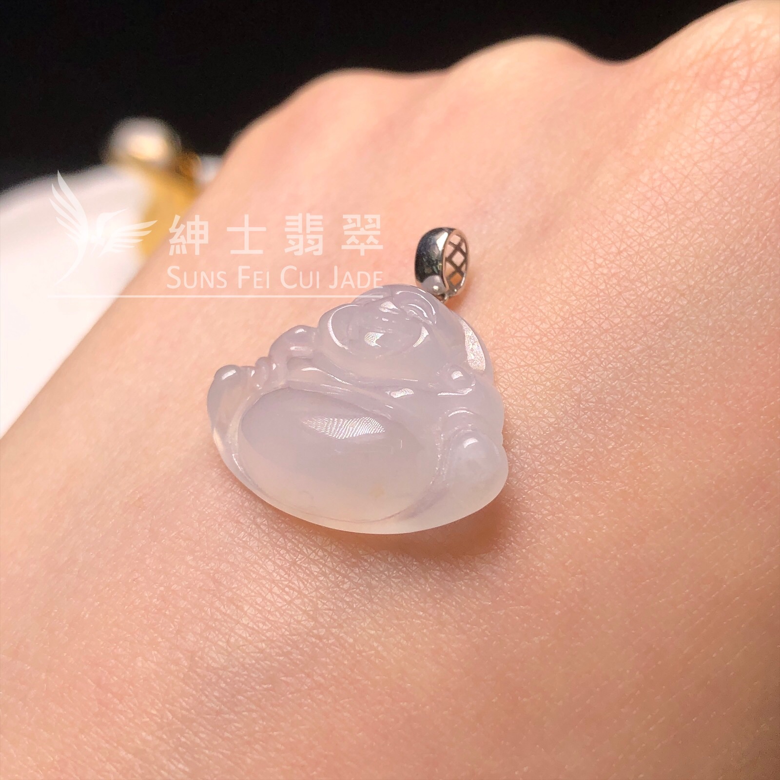 YK00064 冰種佛公連18K金扣頭 