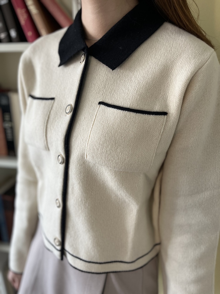 Elise Dual-Tone Cardigan (Cream)