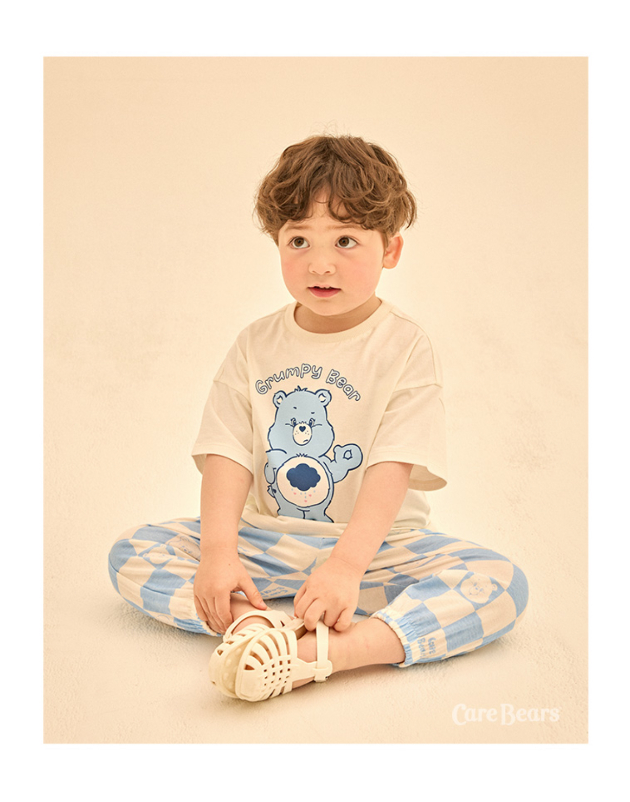 ☀️預訂 韓國直送☀️🇰🇷正版Care Bears兩色暴躁愛心小熊印花棋盤格紋上下套裝