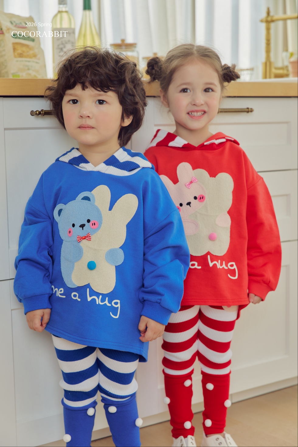 可愛動物有帽 Top / 橫間波點 Legging