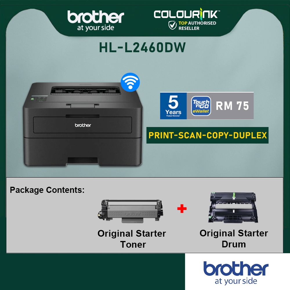 Brother HL-L2460DW A4 Single Print Mono Laser Printer Auto Duplex Network L2370DN L2460DN