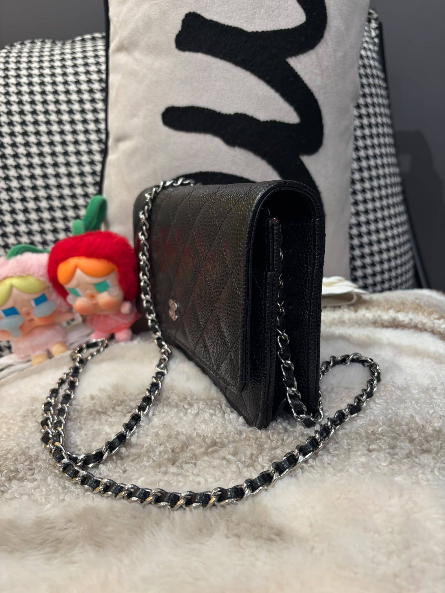 全新 Chanel wallet on chain 黑色荔枝牛皮銀扣WOC 100%Authentic, 全新 Brand New  ✅晶片貼✅dust bag ✅box