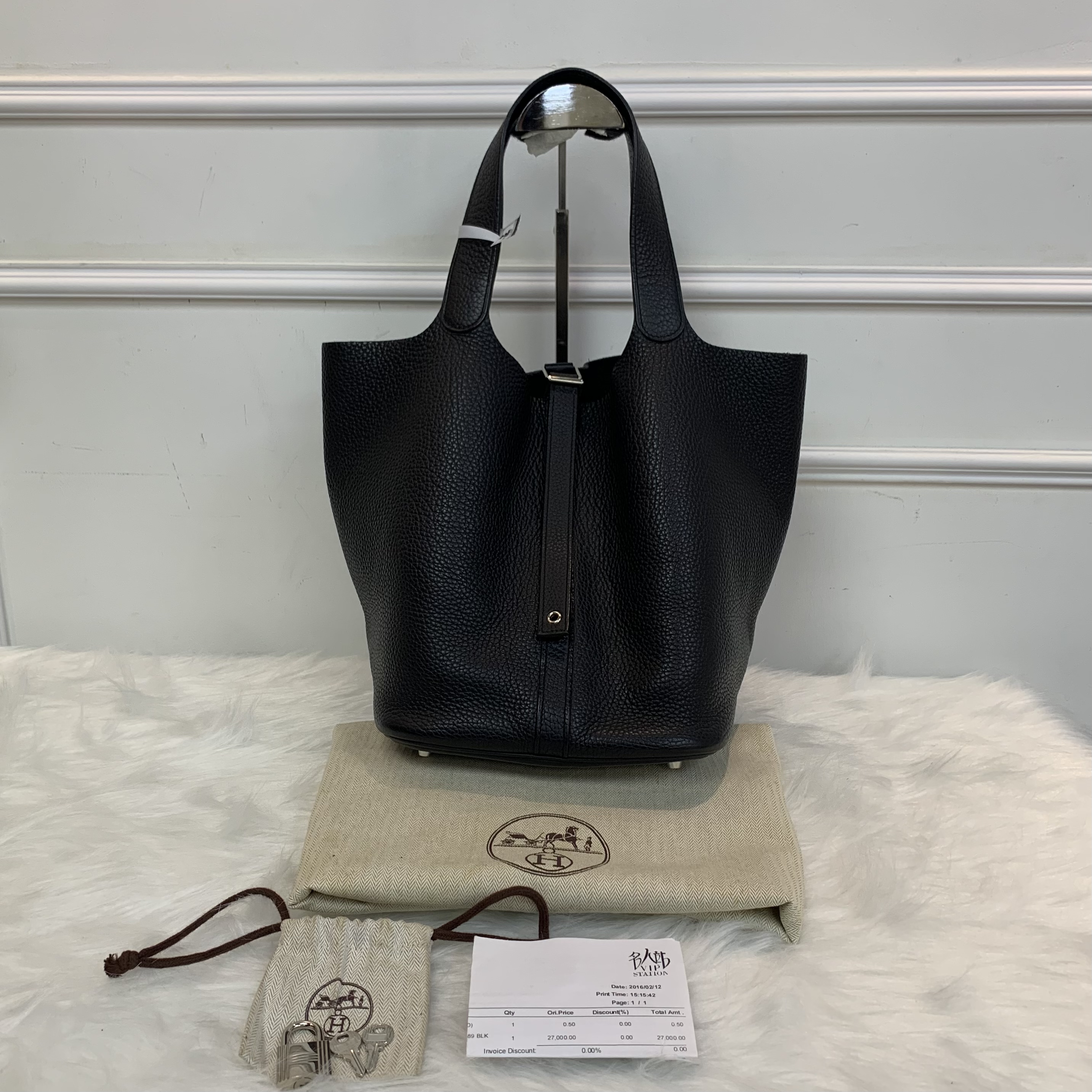 極罕有大容量Togo黑色皮Hermes Picotin26