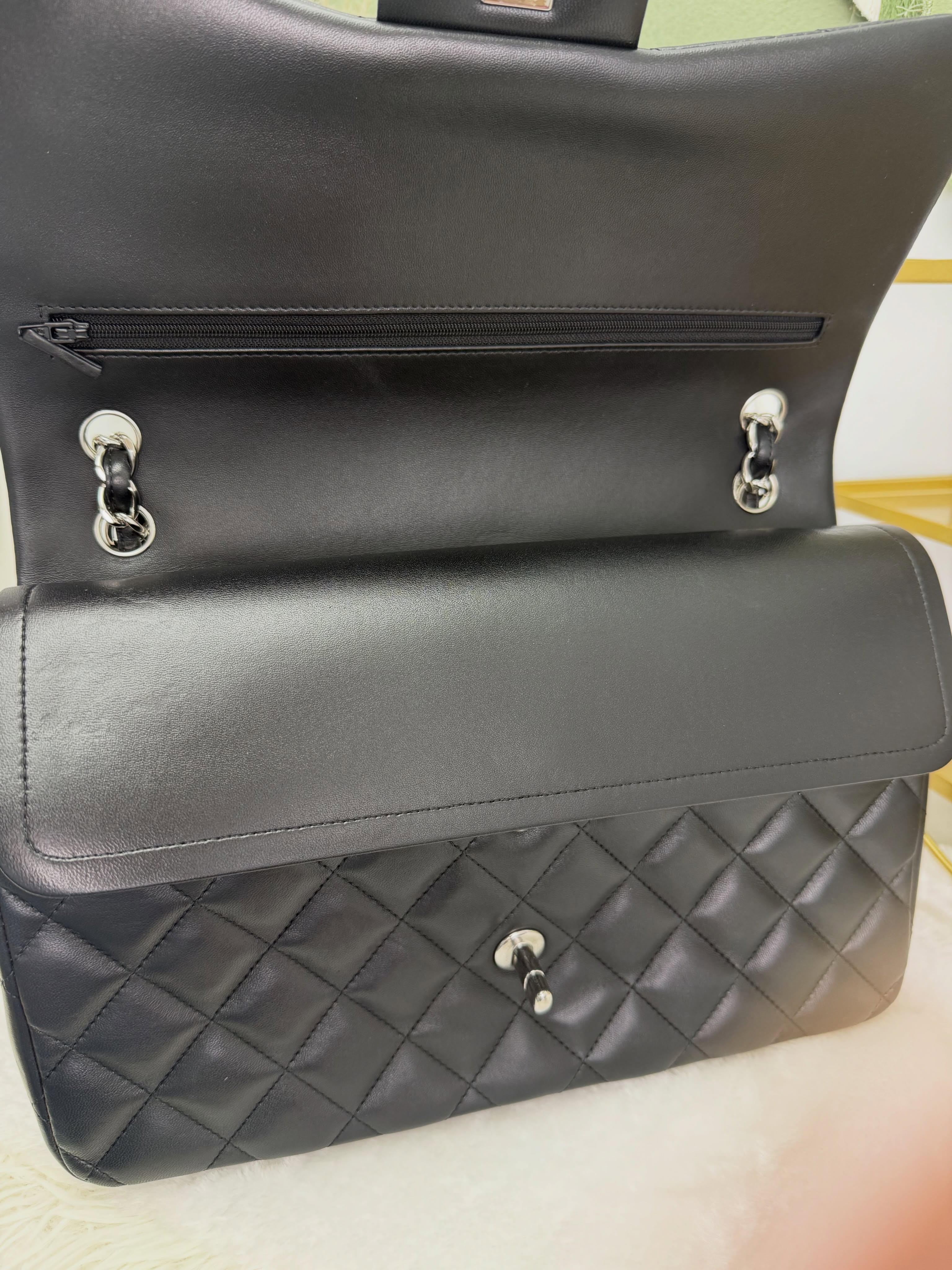 Chanel👜 PRE OWNED 🛍️CF Jumbo 黑銀🖤19開 💼 有塵袋
