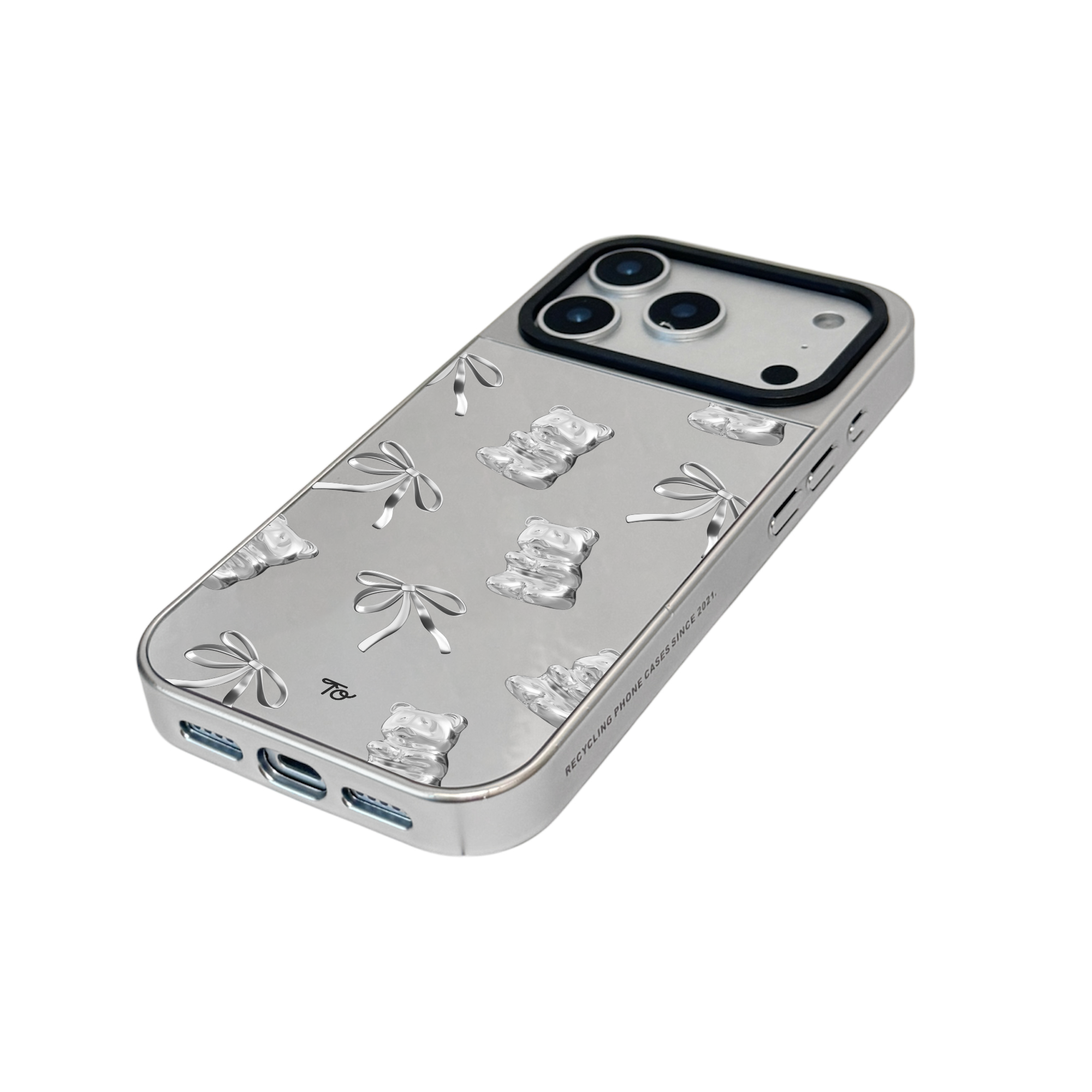 【Metallic Gummy w/ribbon】銀框鏡面MagSafe iPhone Case