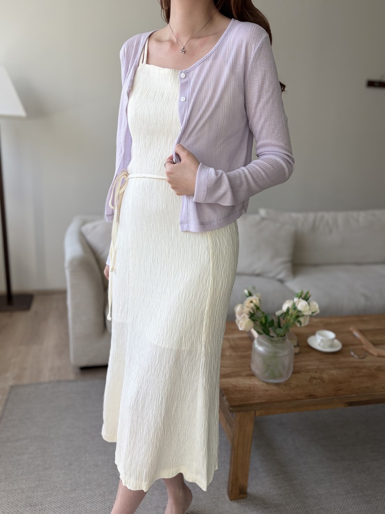 Airy Pastel Cropped Cardigan (Lavender)