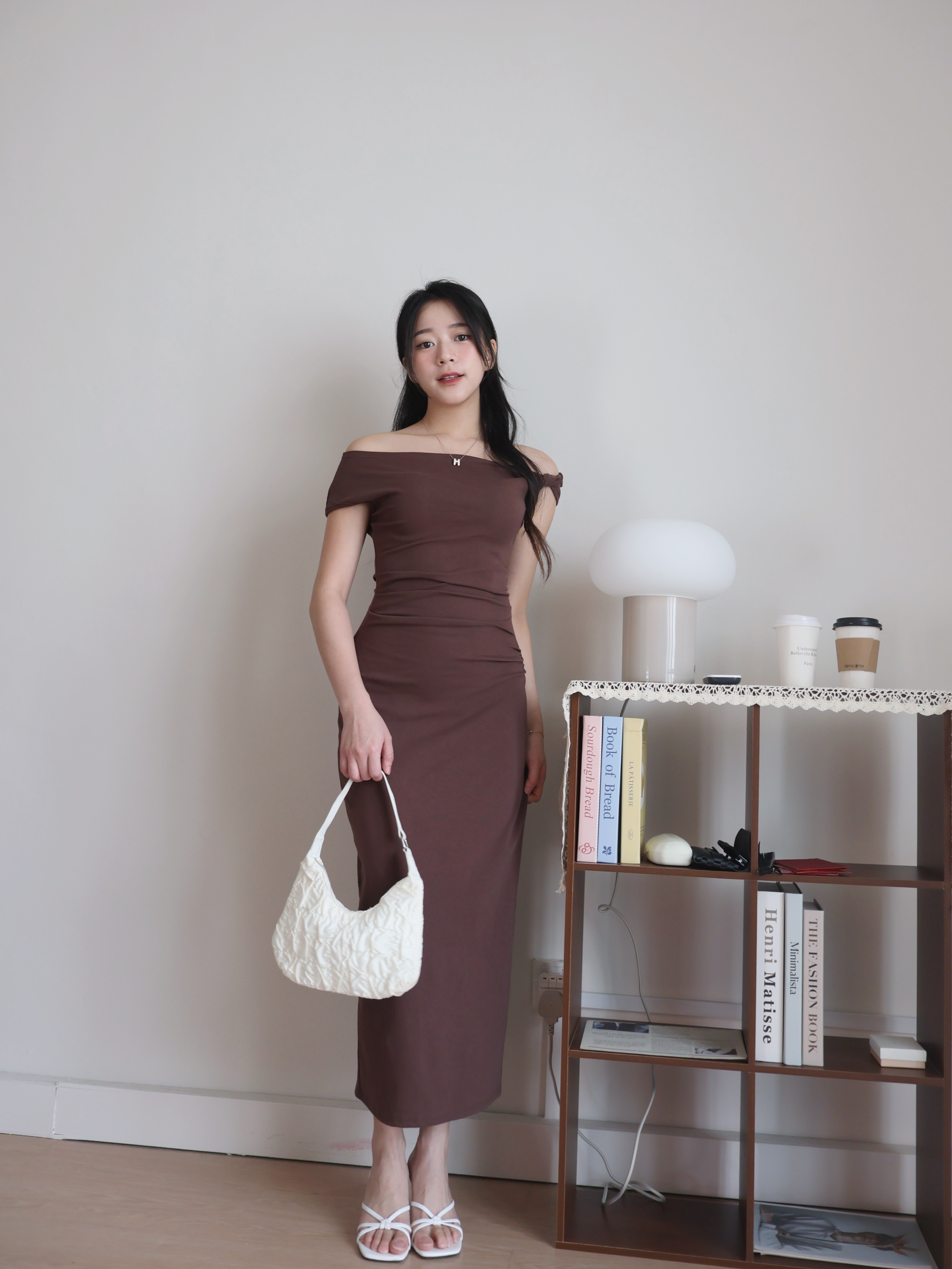 Vaeda Off-Shoulder Dress | Brown