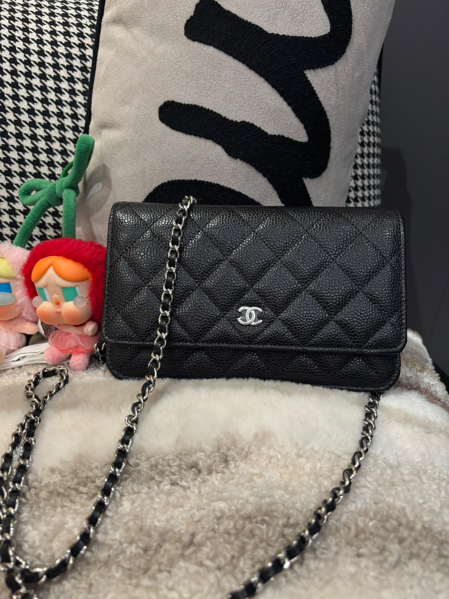 全新 Chanel wallet on chain 黑色荔枝牛皮銀扣WOC 100%Authentic, 全新 Brand New  ✅晶片貼✅dust bag ✅box