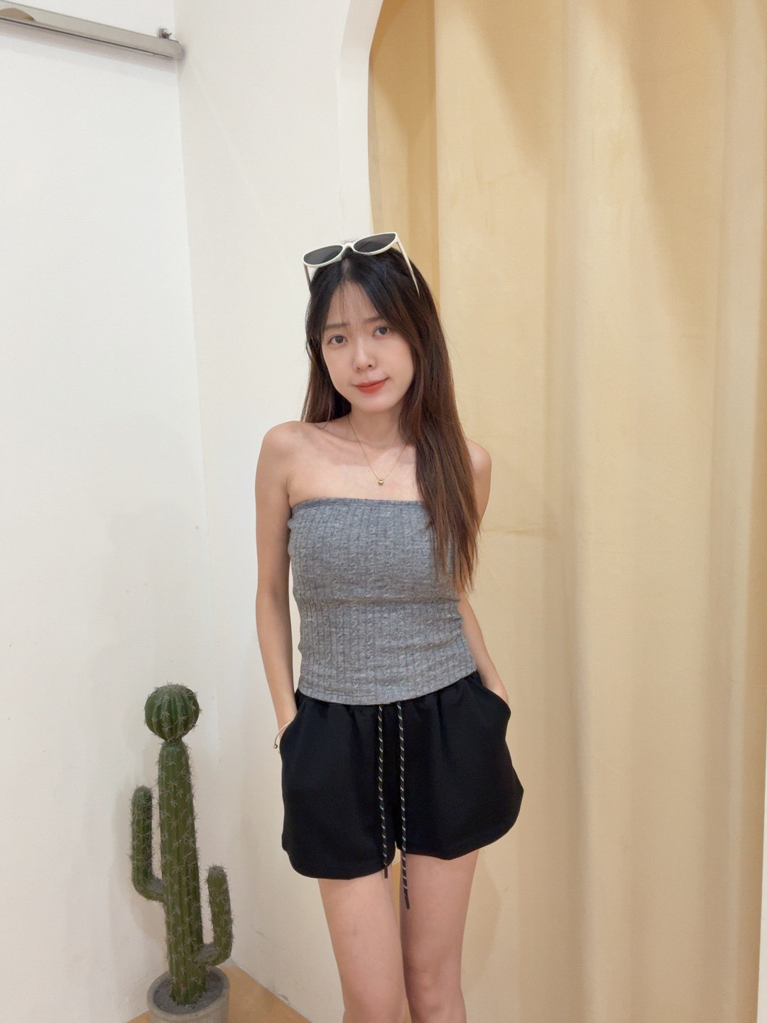 麻花平口抹胸修身背心 R2969