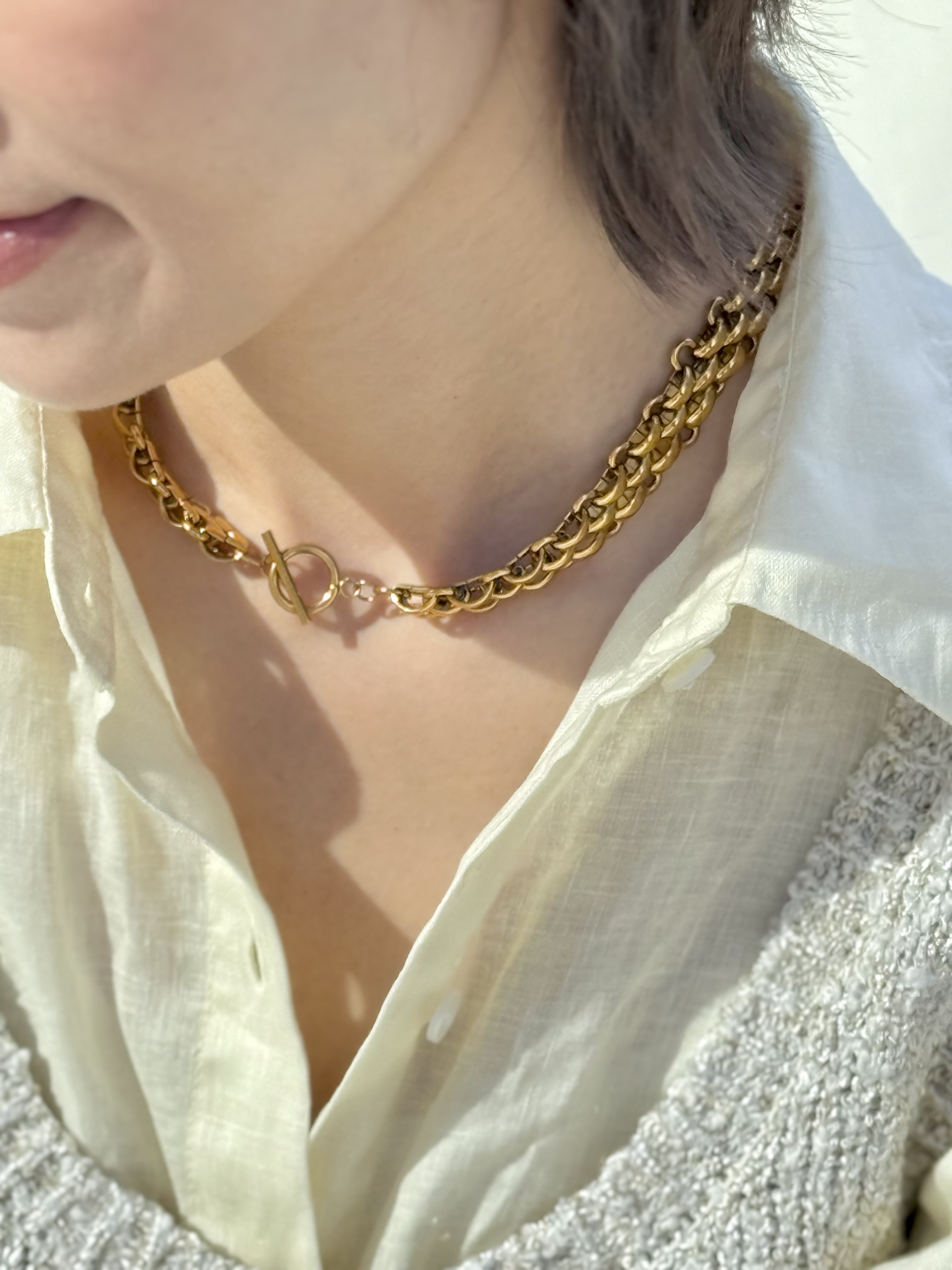 Gold thick chain stainless necklace