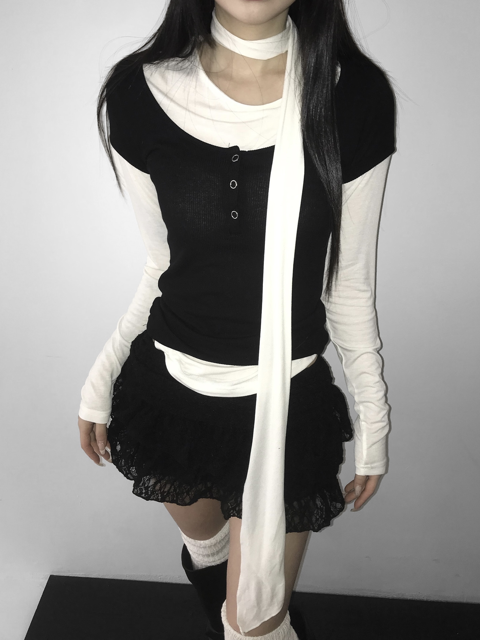 Tiered Ruffled Lace Mini Skirt