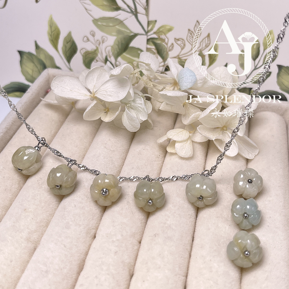 FBG26-H03 淡紫色立體蓮花純銀吊墜 (送鈦鋼項鏈)