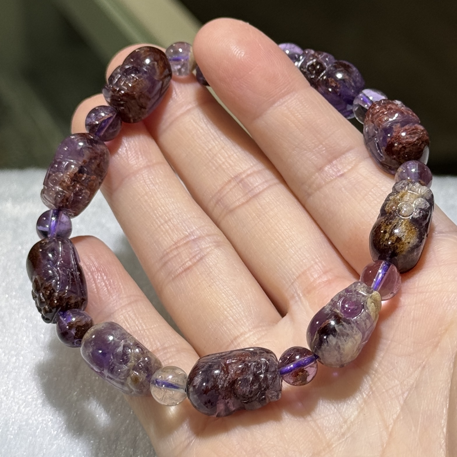 紫幽靈貔貅手串  9 mm +/-