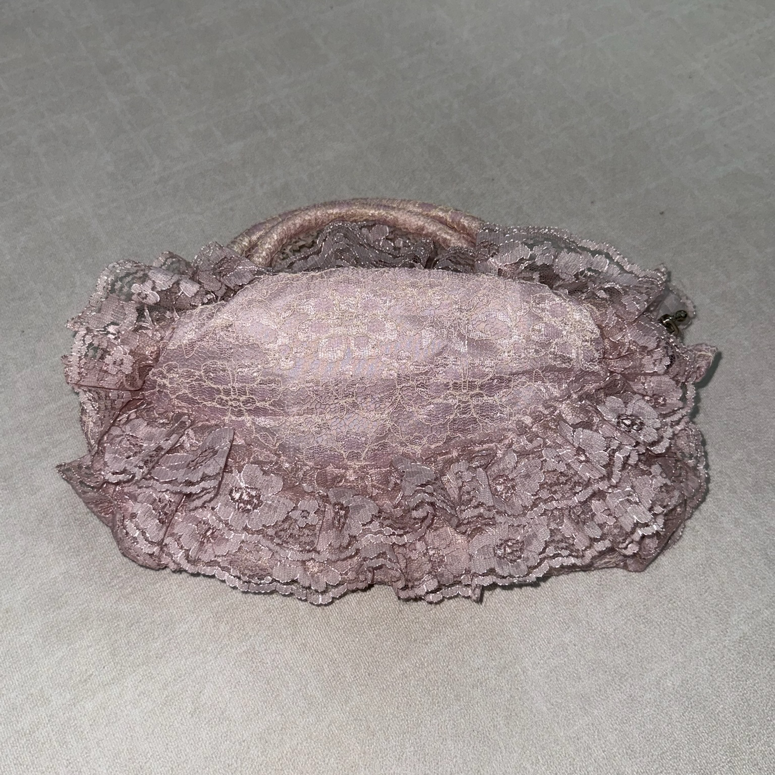 Pink Lace Rose-Embellished Clutch