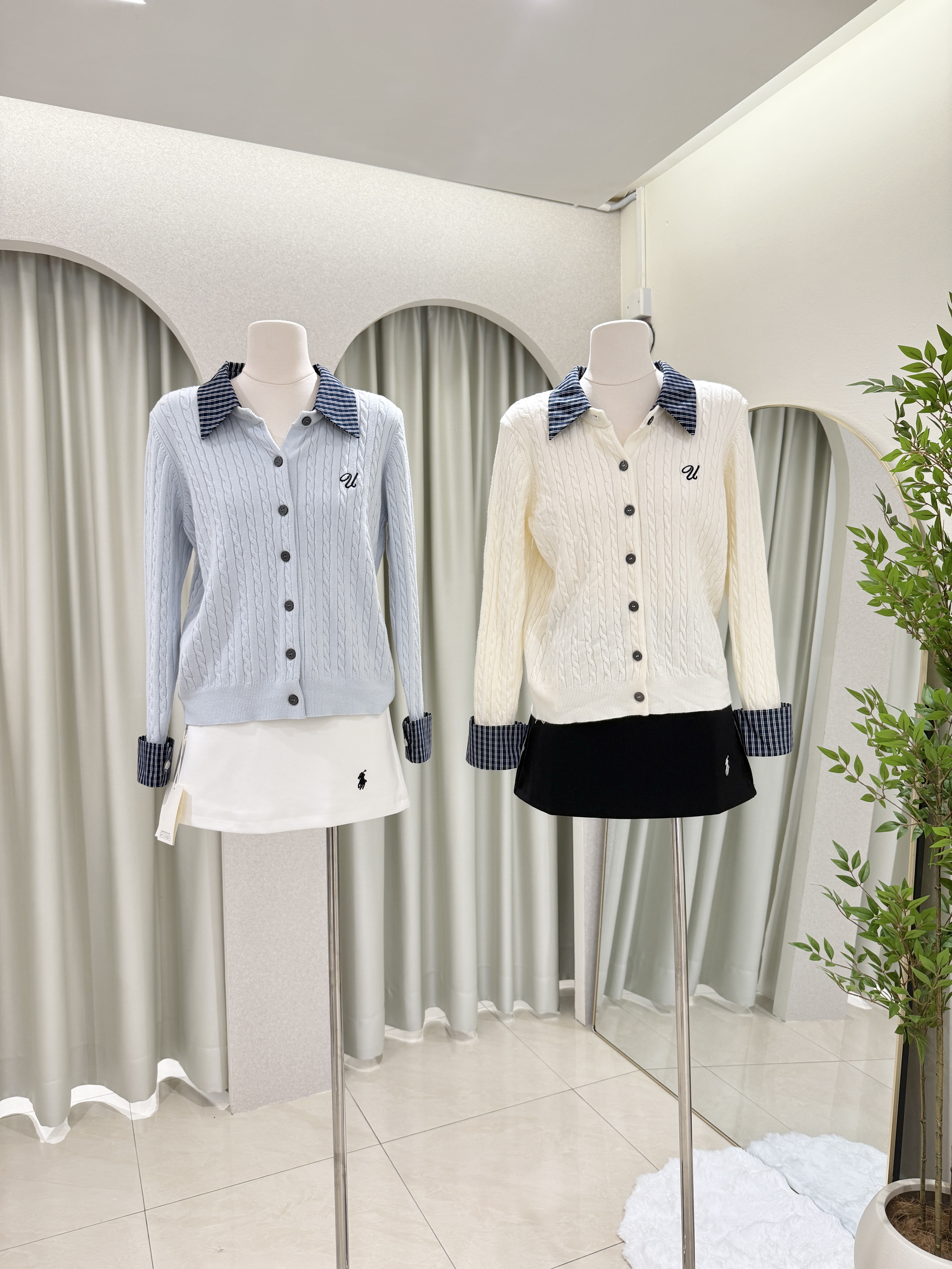 6833 学院风假两件针织衫