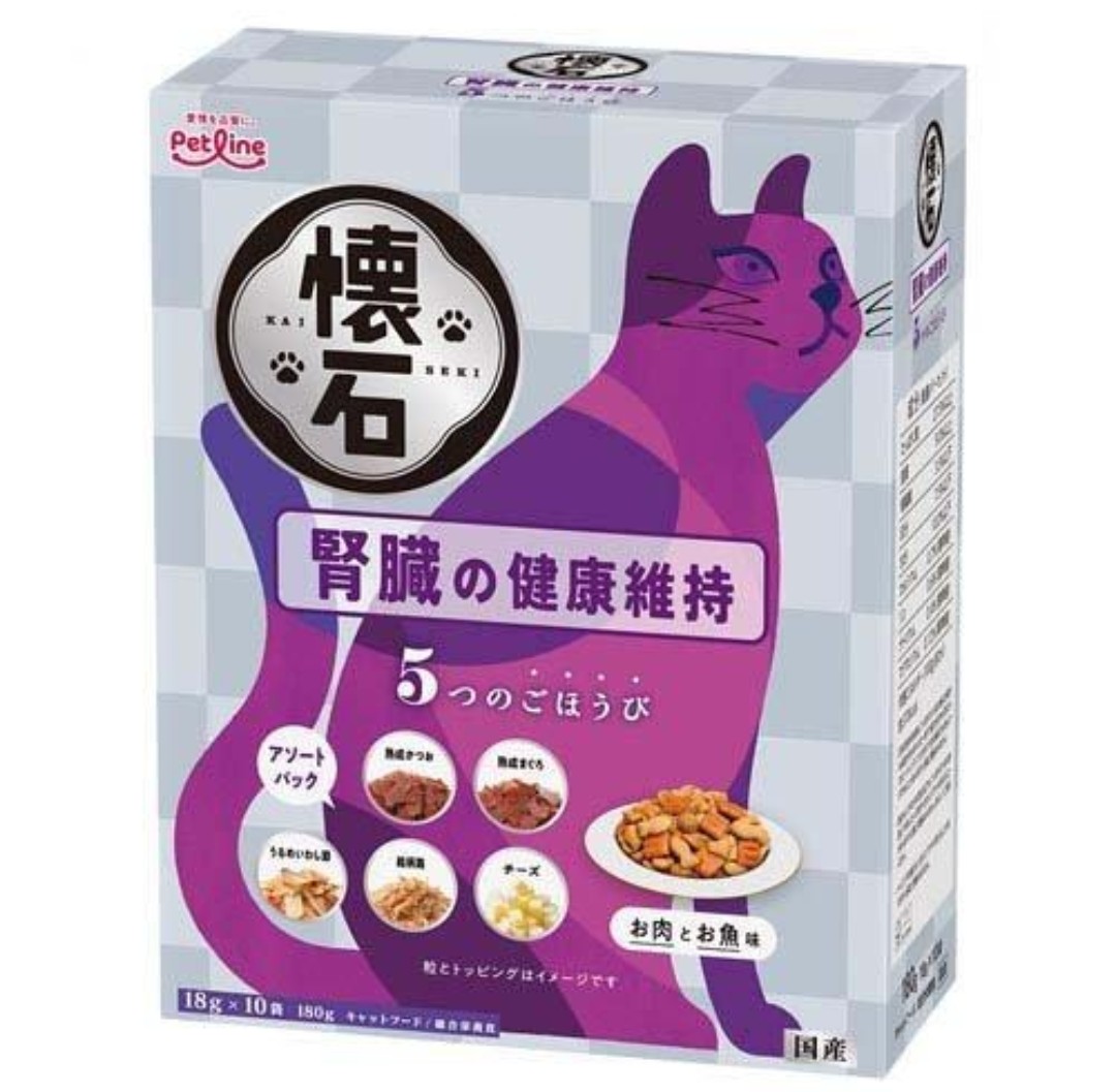 日本PETLINE 懷石 貓用 5個ごほうび 腎臟健康維持 綜合口味 貓零食 貓點心 180g