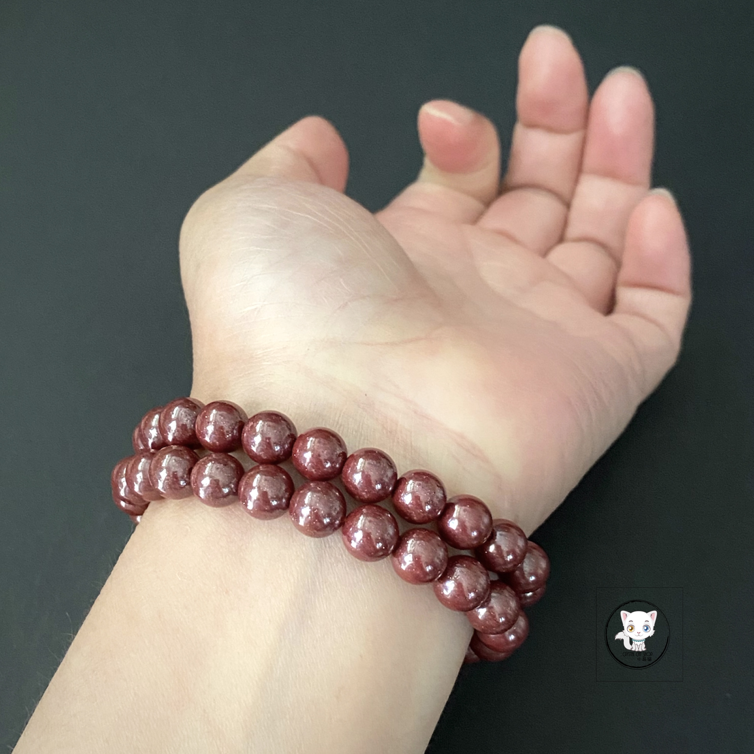 天然古法紫金硃砂手鏈 8mm