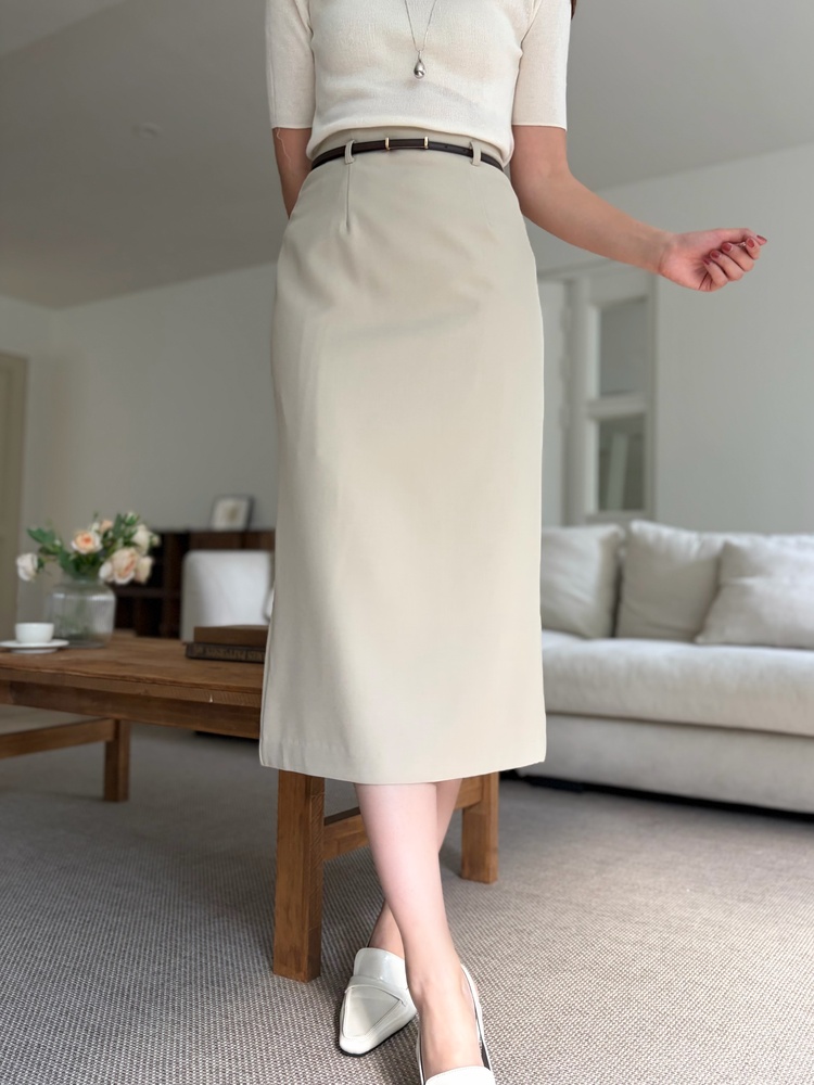 The Classy Belted Skirt (Beige)