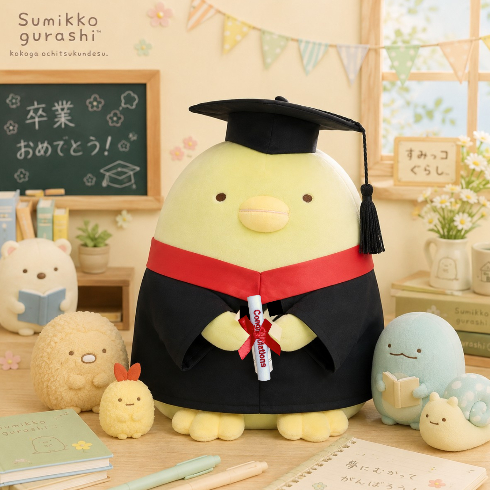 角落生物 企鵝19cm 畢業公仔｜可加名刺繡｜香港現貨 Graduation Plush