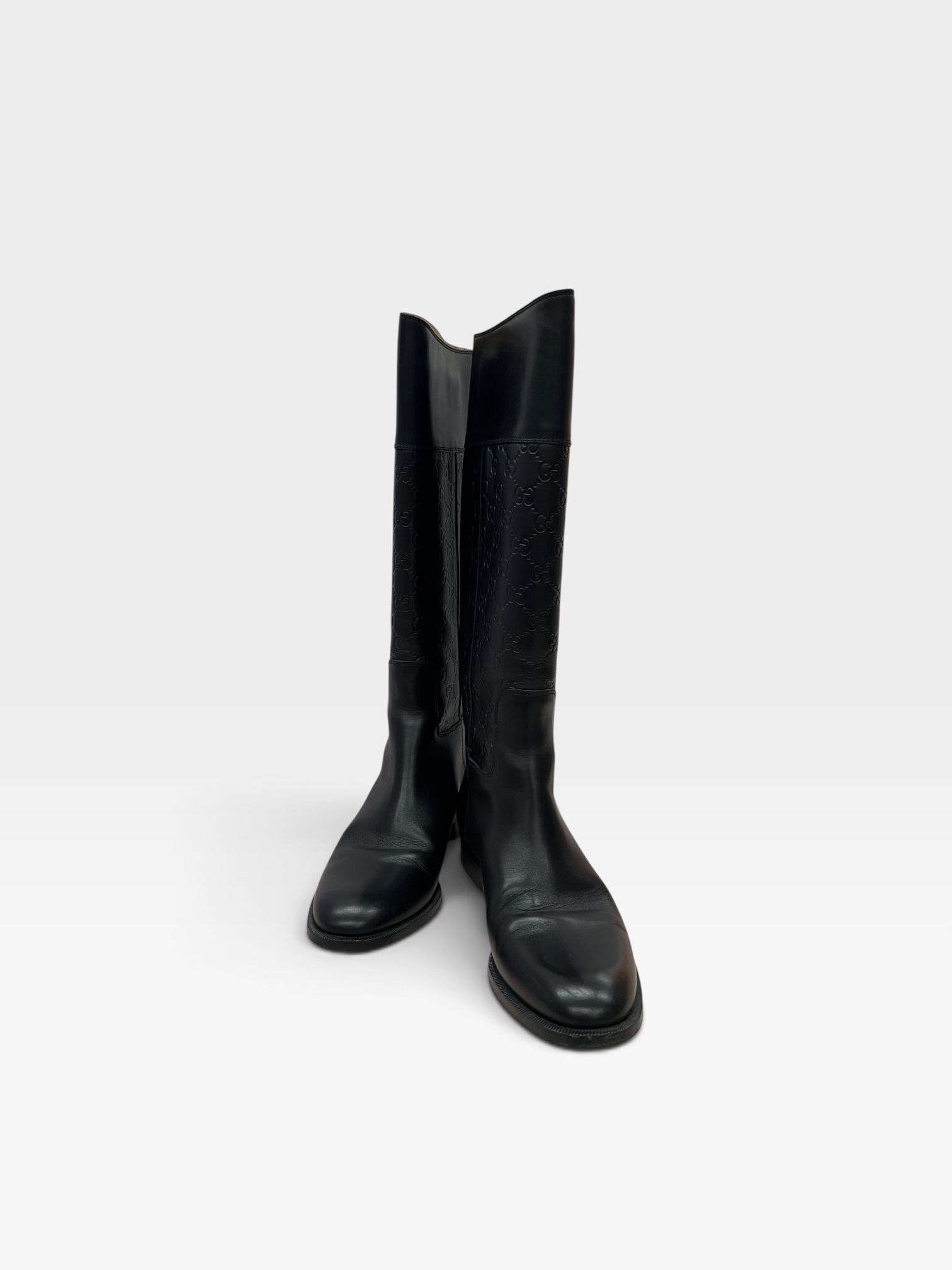 Pre-owned Gucci black Guccissima leather 85th anniversary knee-length boots / Product Code: 090202