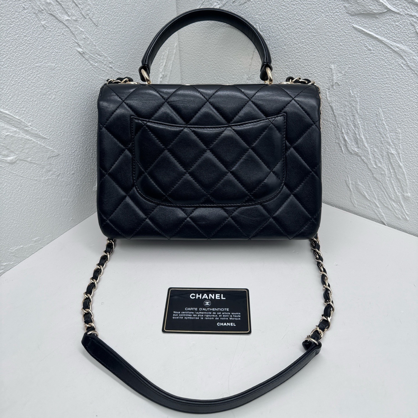 Pre-owned Chanel Small Lambskin Trendy CC Top Handle Bag