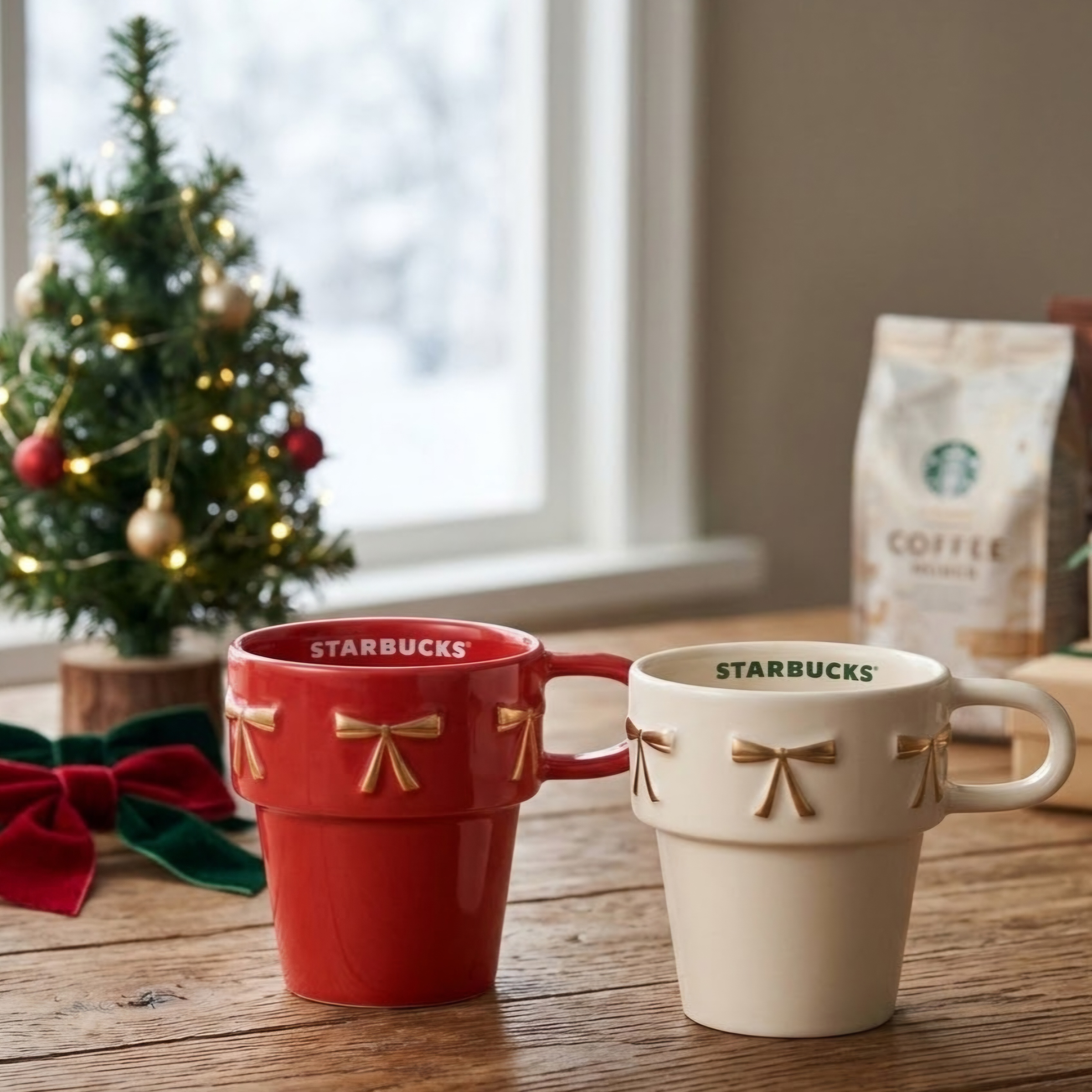 《日本 🇯🇵 STARBUCKS Colors of Holiday 聖誕系列》Ribbon馬克杯 套裝 237ml