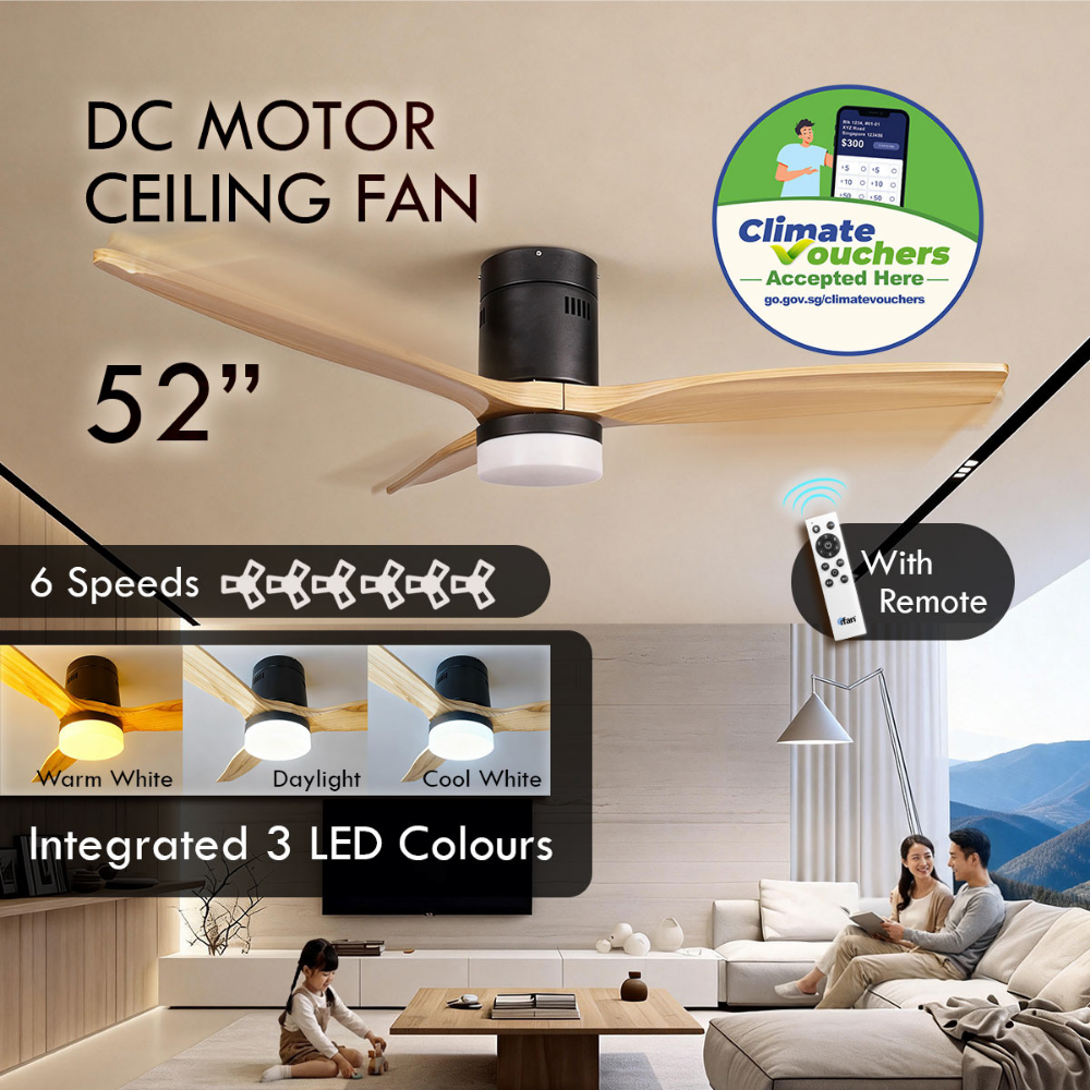 iFan 52in DC Motor Ceiling Fan 6 Speed Selection (IF8352) RU
