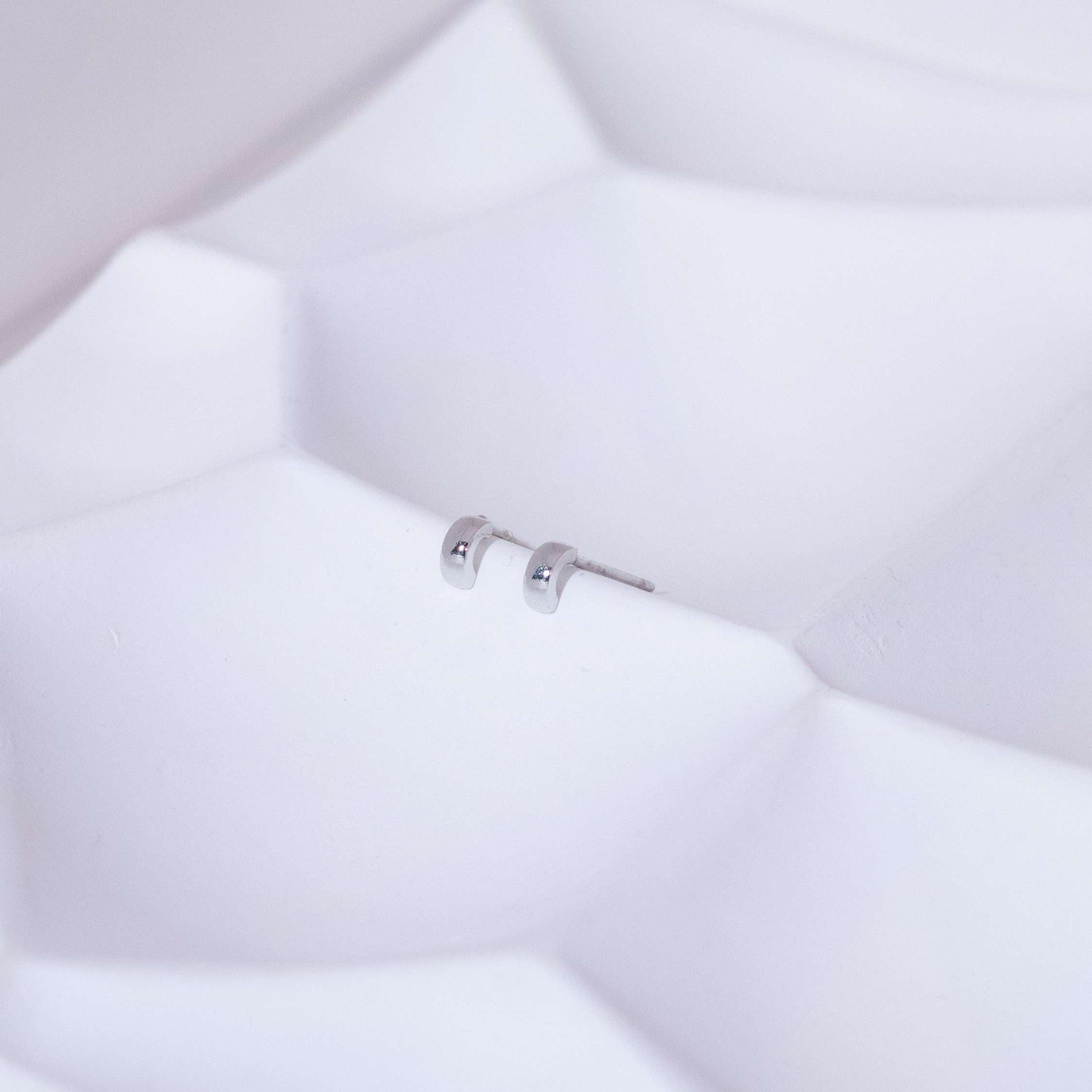 Minimal Half Hoop Stud Earrings (Silver Post)