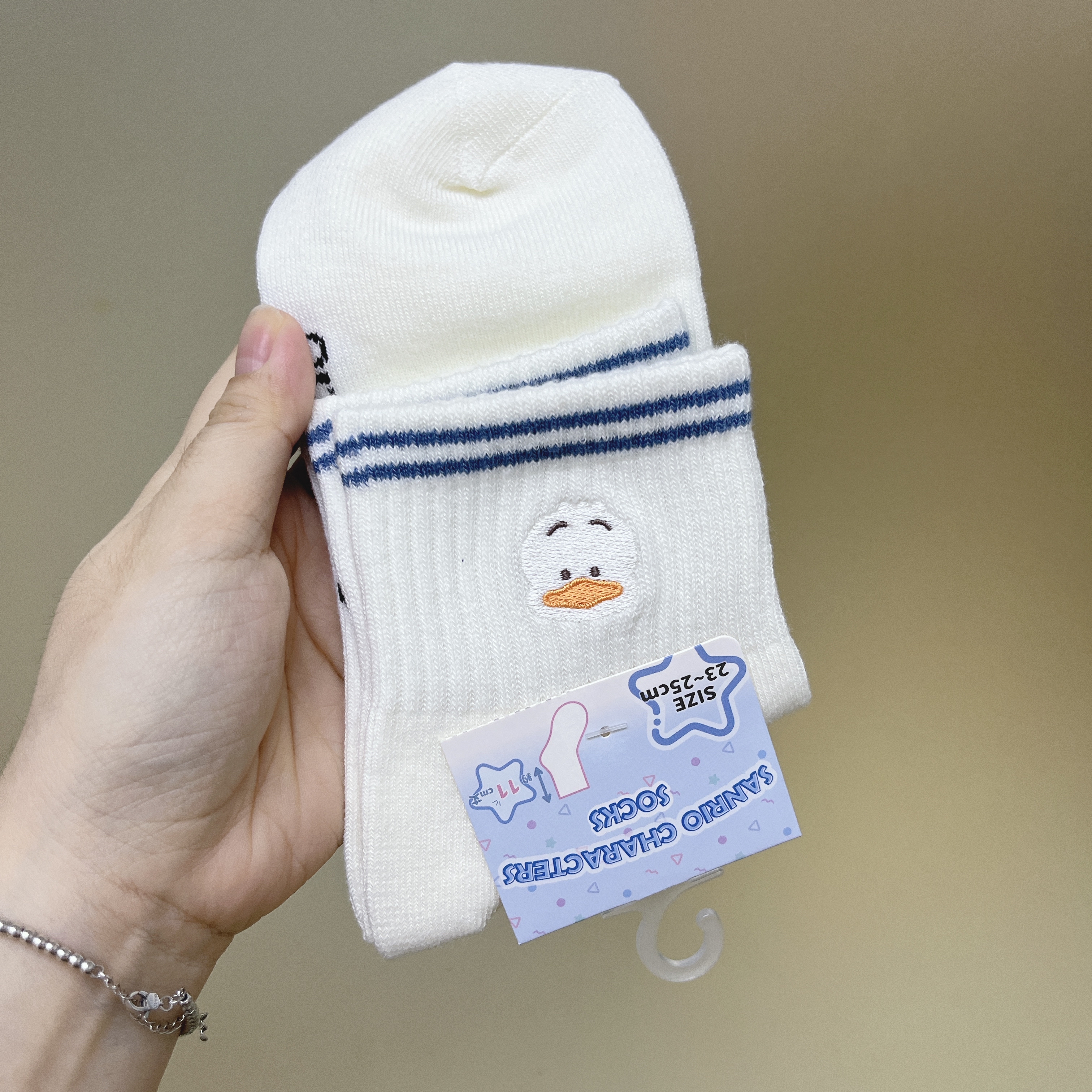 日本現貨📍Sanrio條紋刺繡圖案短襪 (Melody/Piano/AP鴨款)