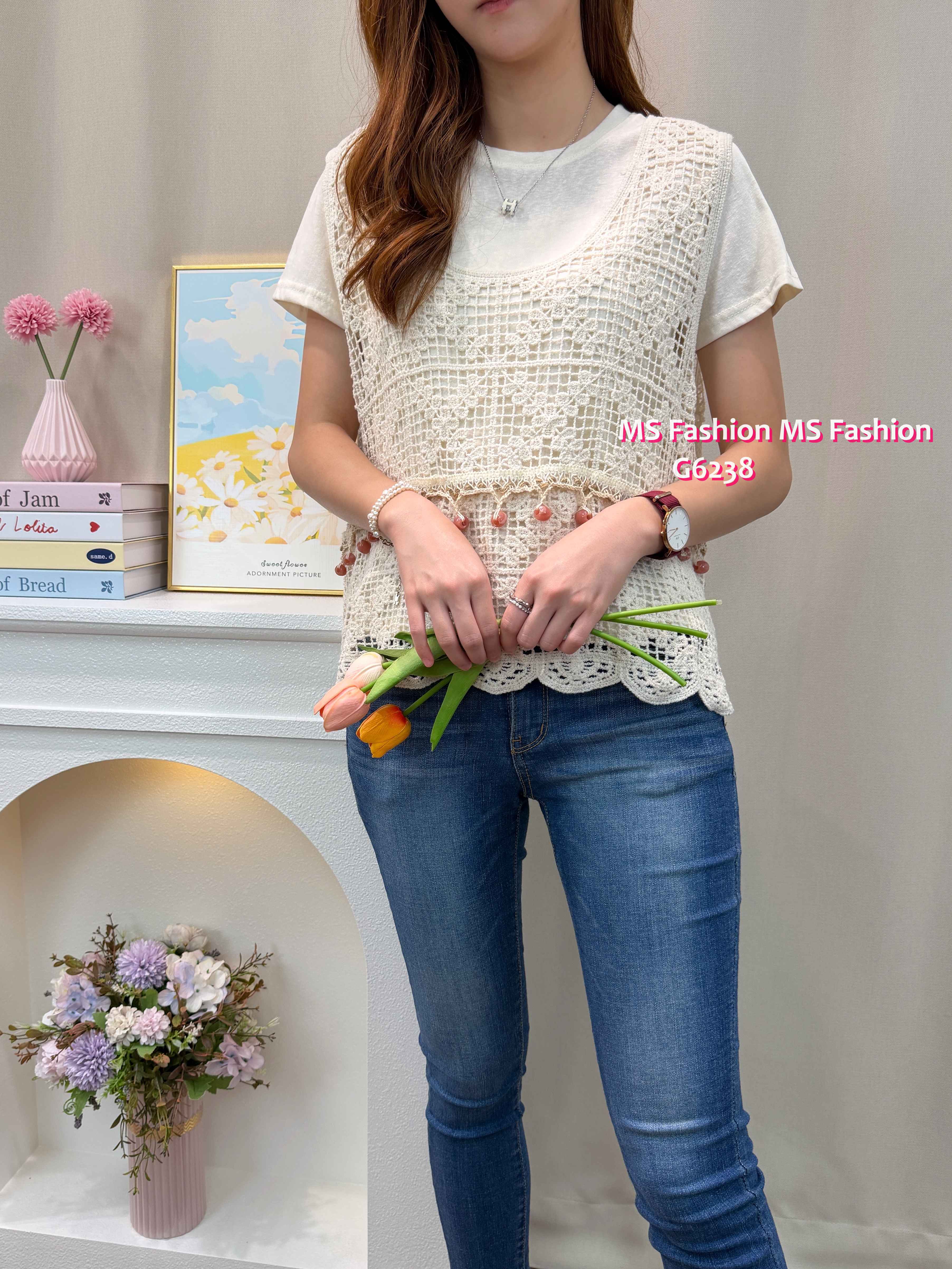 G6238 通花背心Top set